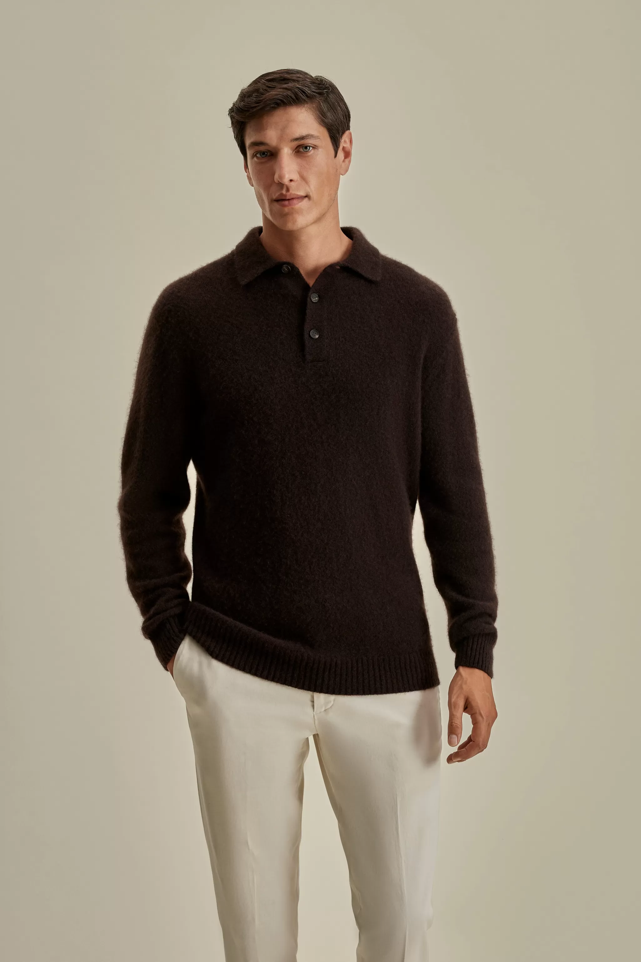 Thom Sweeney T-Shirts & Polos | Knitwear*Brushed Cashmere Silk Long Sleeve Polo Shirt