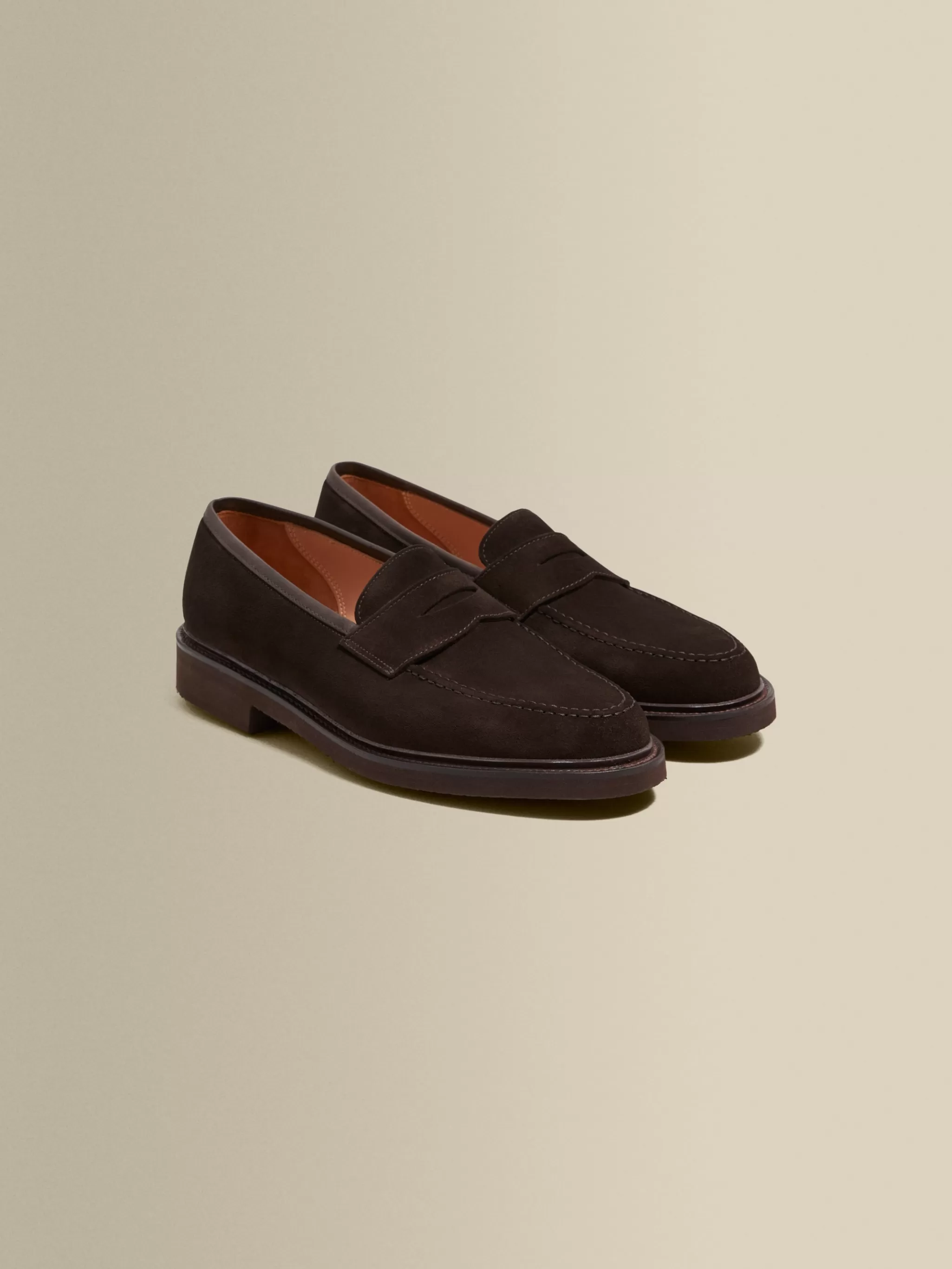 Thom Sweeney Shoes*Calf Suede Penny Loafer Shoes