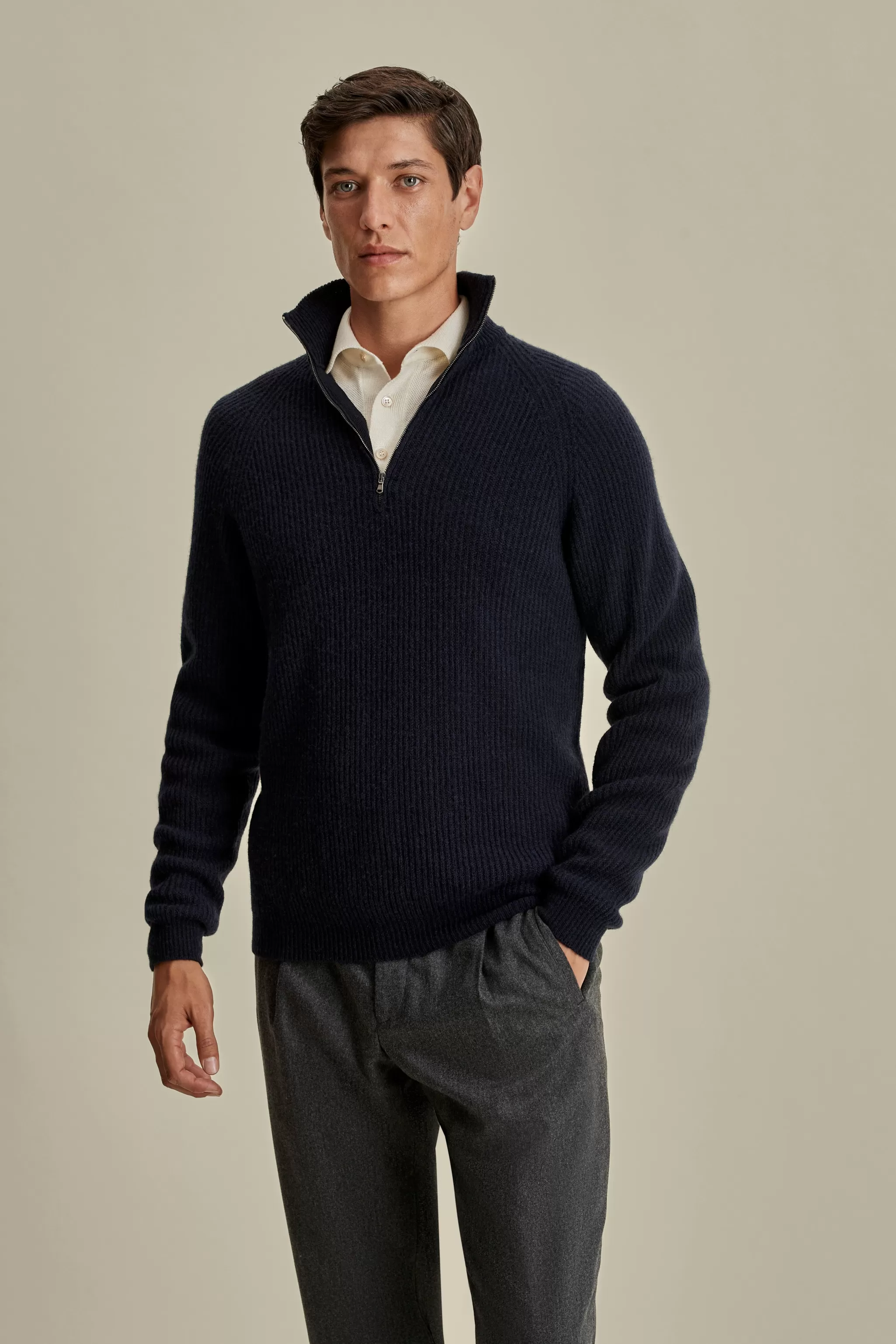 Thom Sweeney Knitwear*Cashmere Half-Zip Sweater
