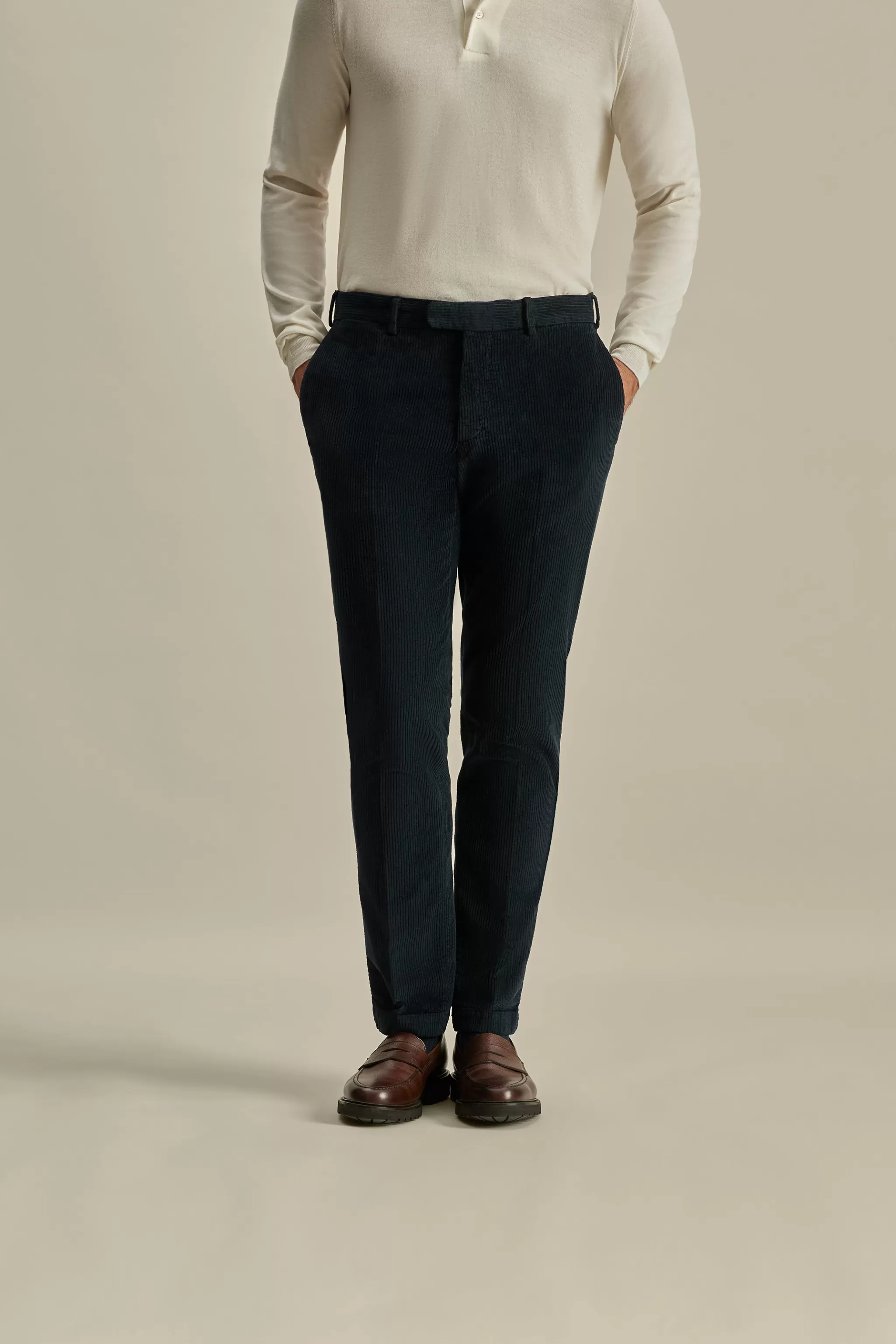 Thom Sweeney Trousers & Shorts*Corduroy Easy Fit Flat Front Chinos