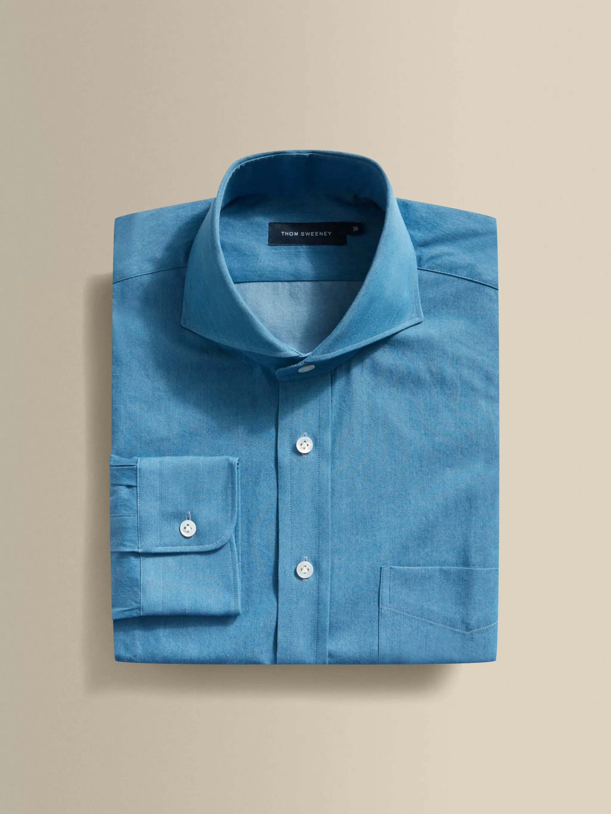 Thom Sweeney Shirts*Cotton Cut Away Collar Shirt