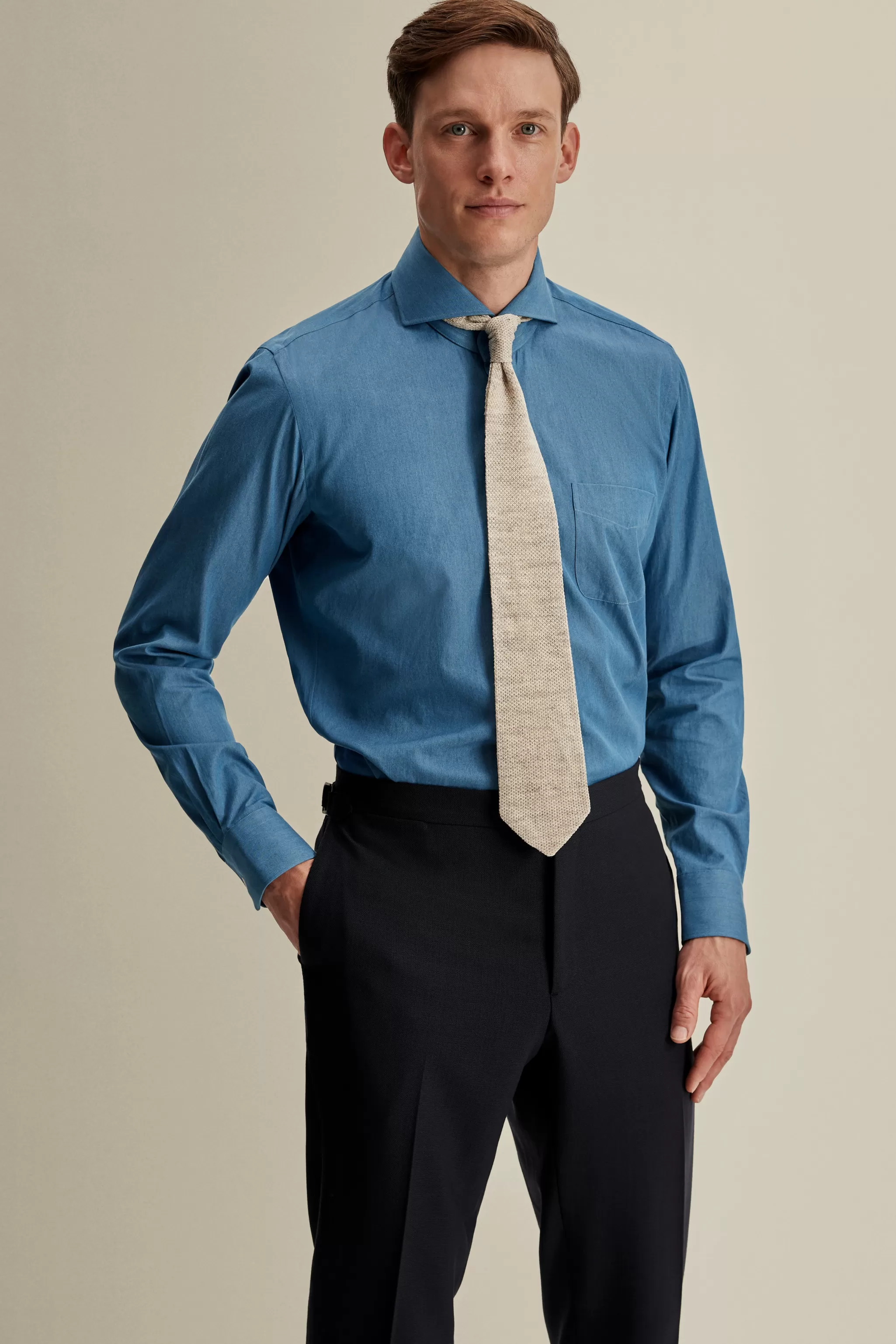 Thom Sweeney Shirts*Cotton Cut Away Collar Shirt