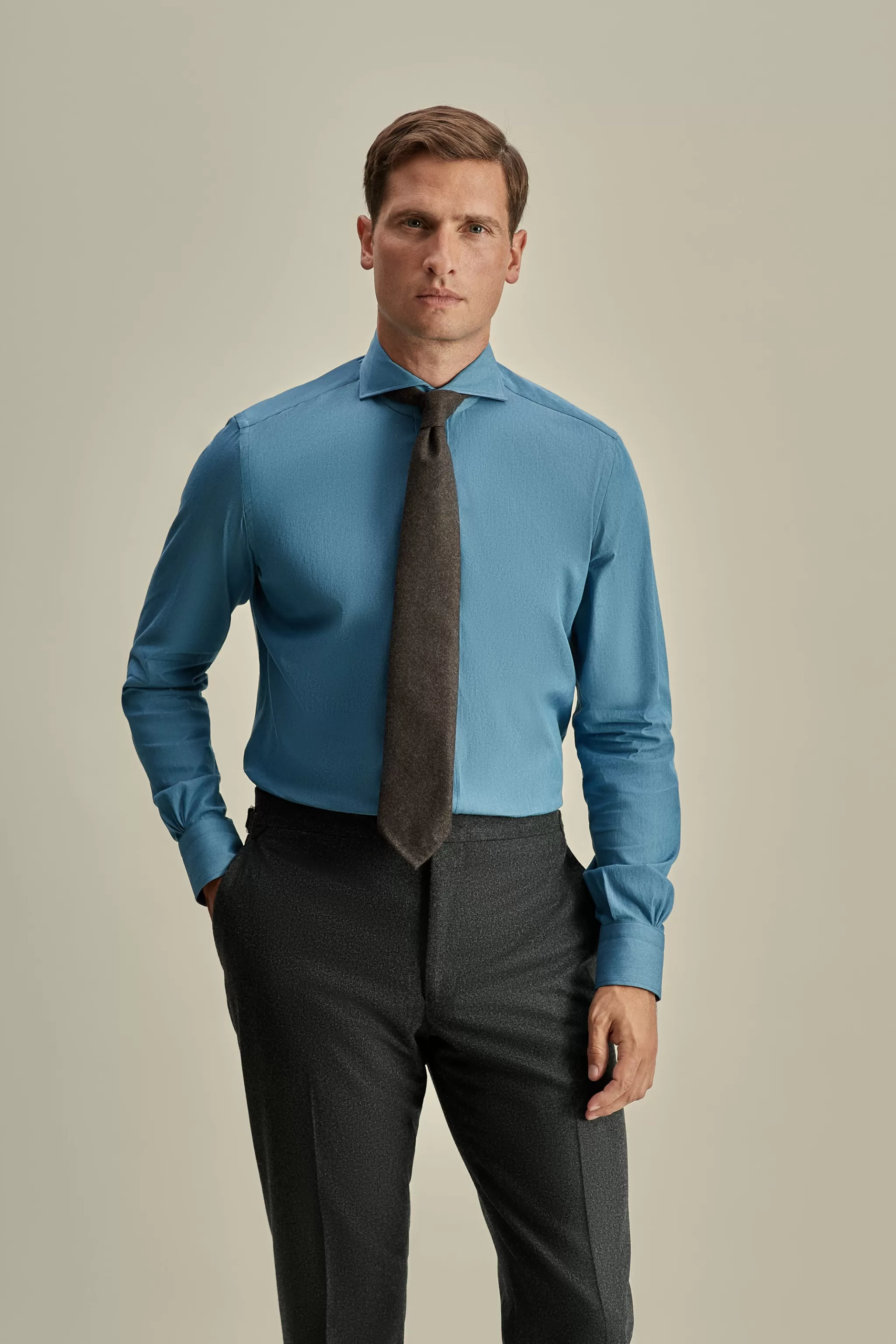 Thom Sweeney Shirts*Cotton Cutaway Collar Shirt