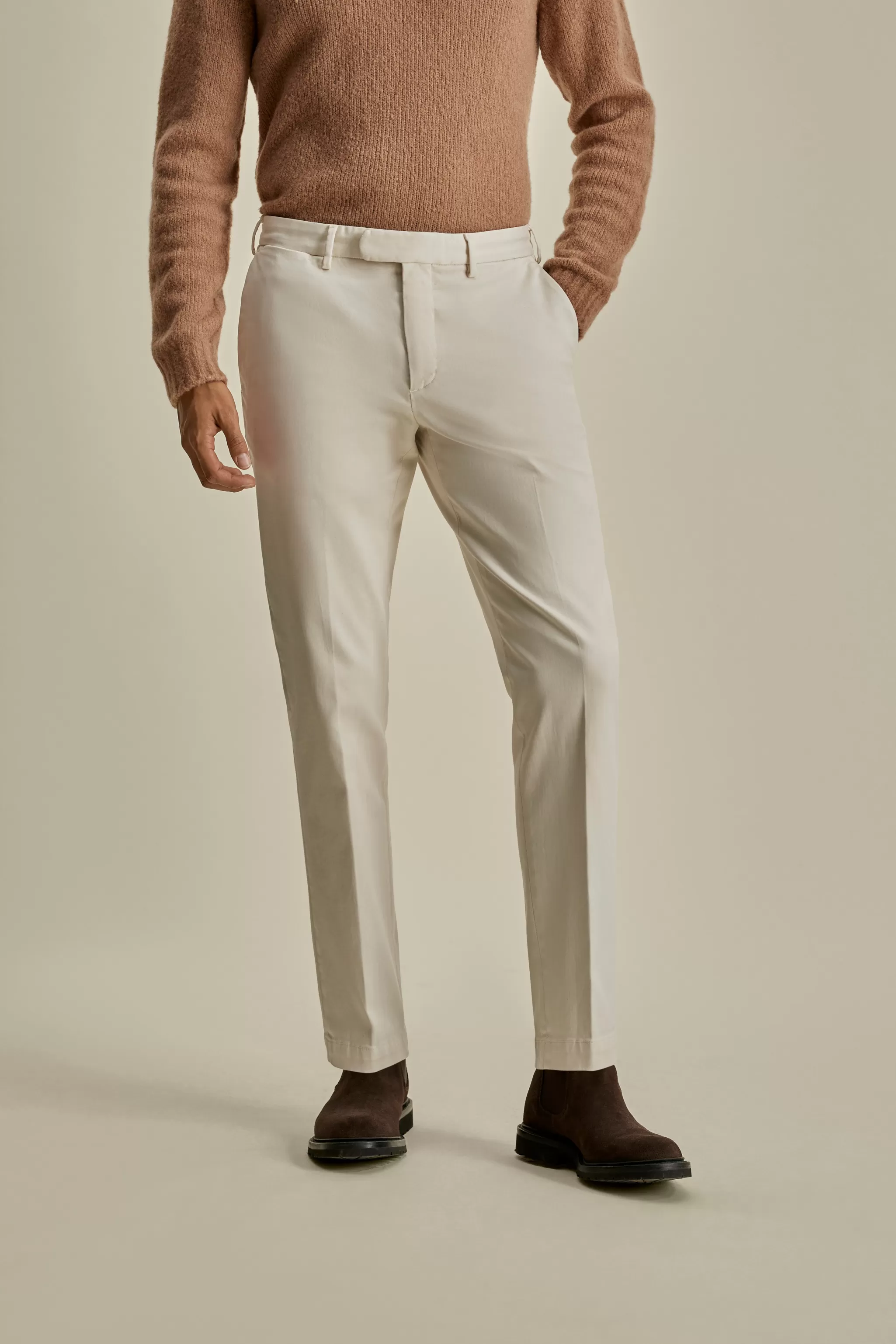 Thom Sweeney Trousers & Shorts*Cotton Easy Fit Flat Front Chinos