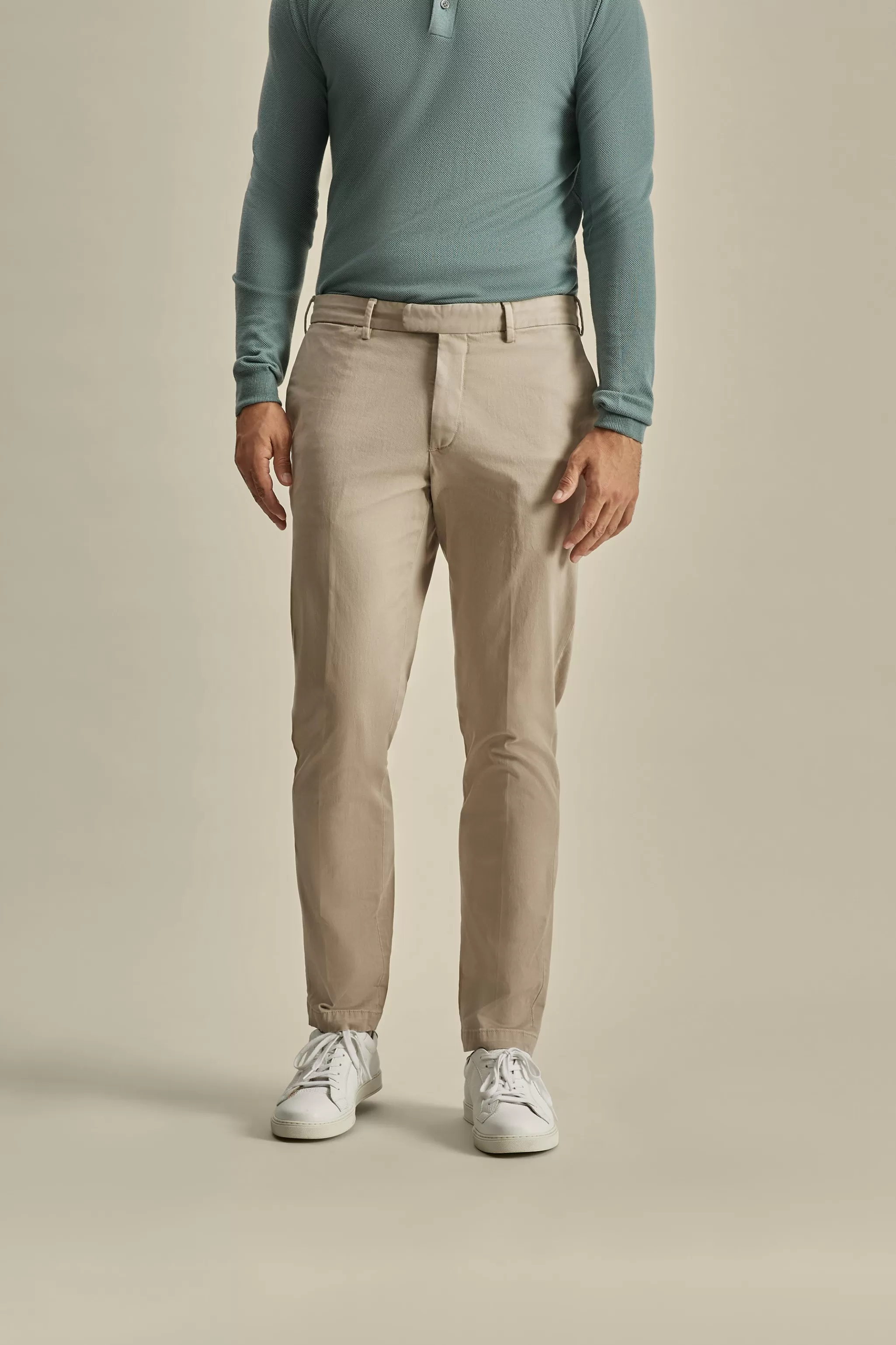 Thom Sweeney Trousers & Shorts*Cotton Easy Fit Flat Front Chinos