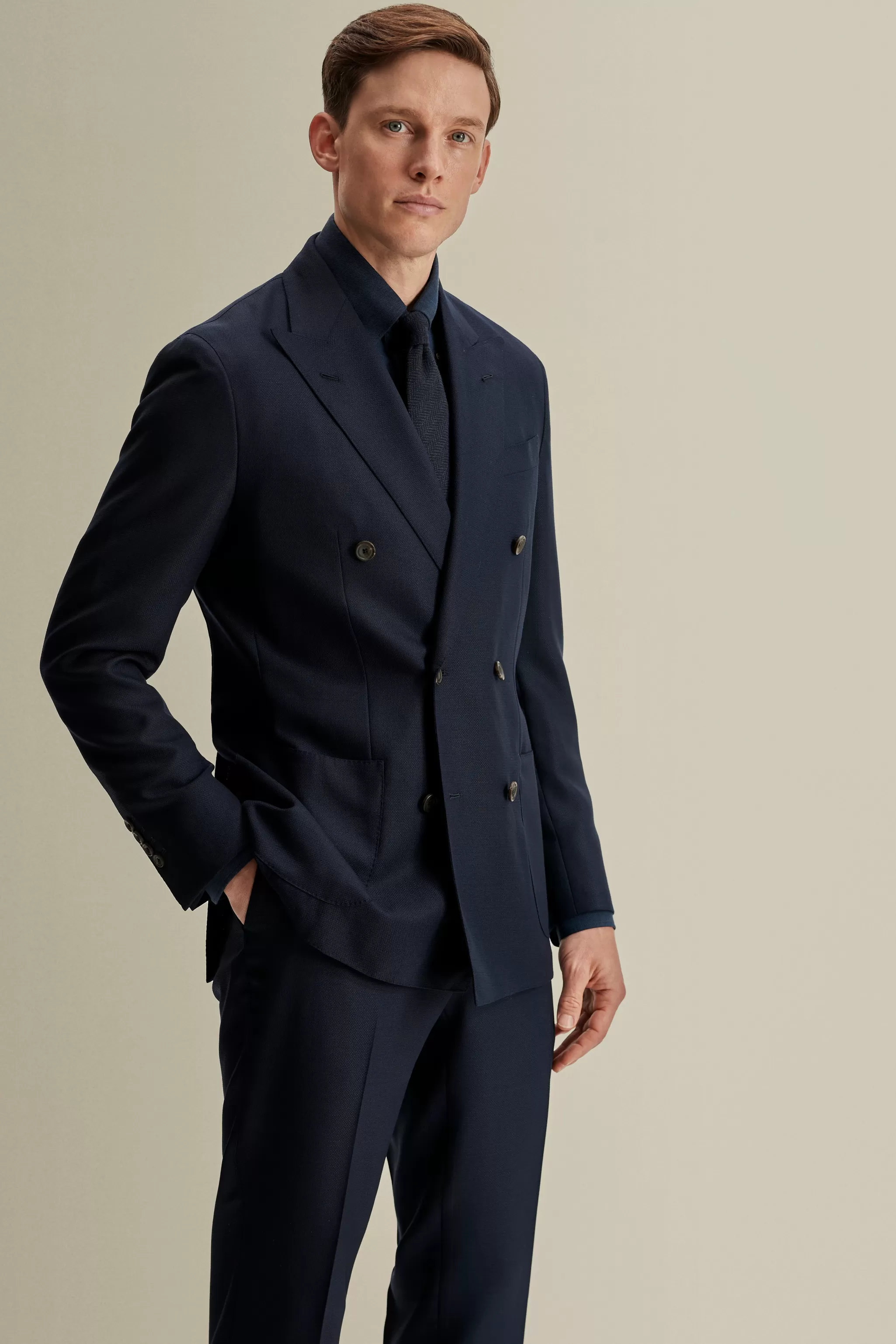 Thom Sweeney Tailoring*Double Breasted Wool Hopsack Jacket