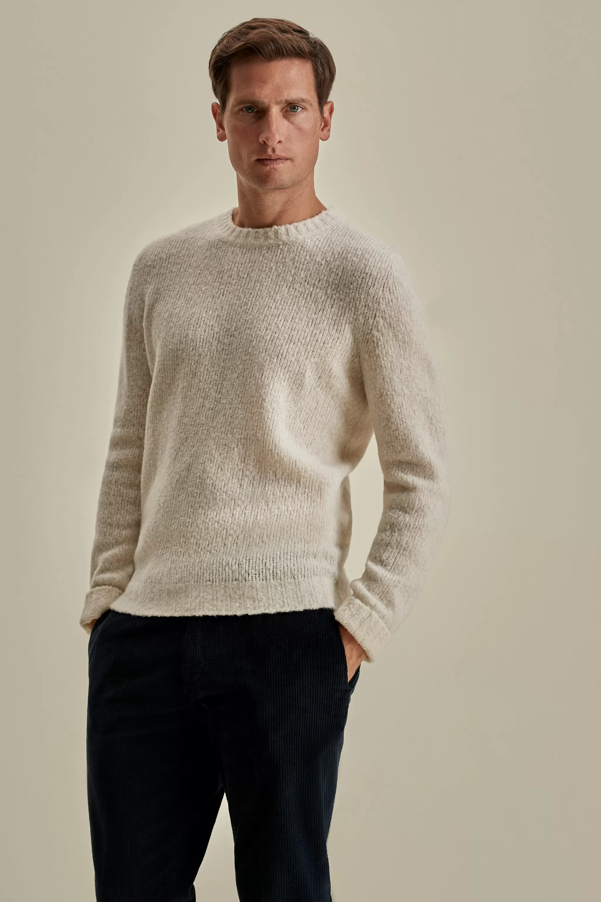 Thom Sweeney Knitwear*Felted Wool Cashmere Crew Neck Sweater