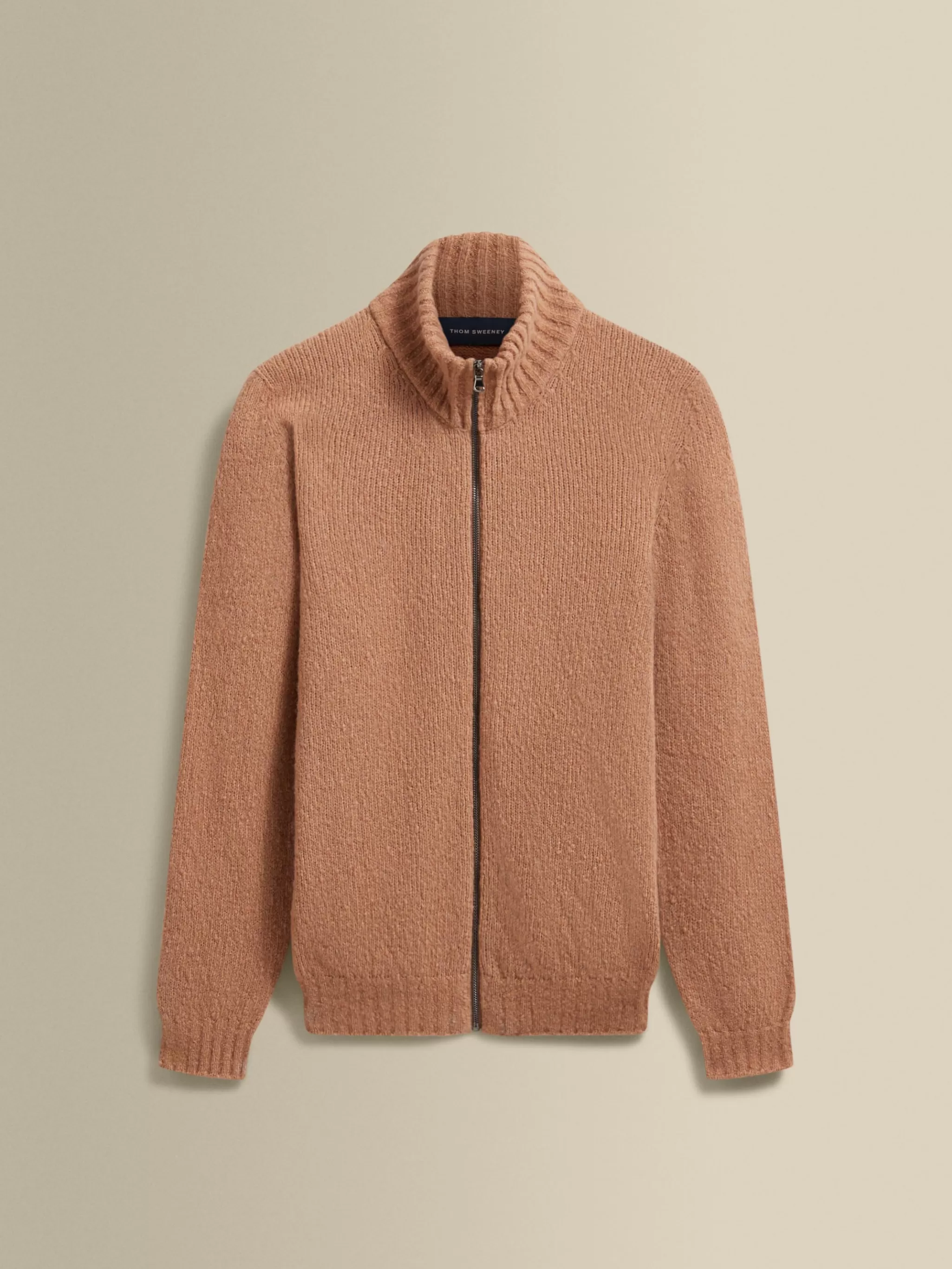 Thom Sweeney Knitwear*Felted Wool Cashmere Zip-Through Sweater