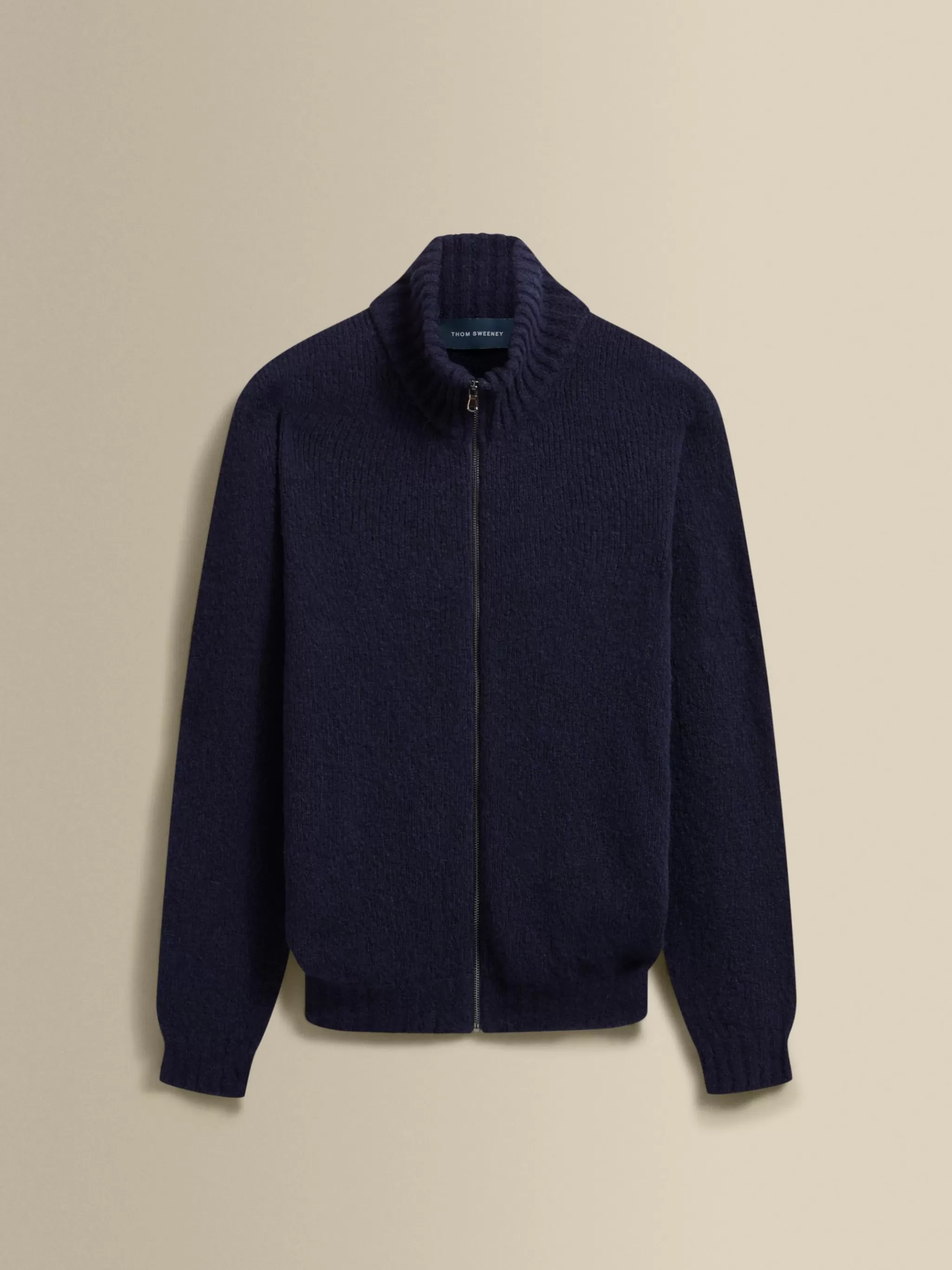Thom Sweeney Knitwear*Felted Wool Cashmere Zip-Through Sweater