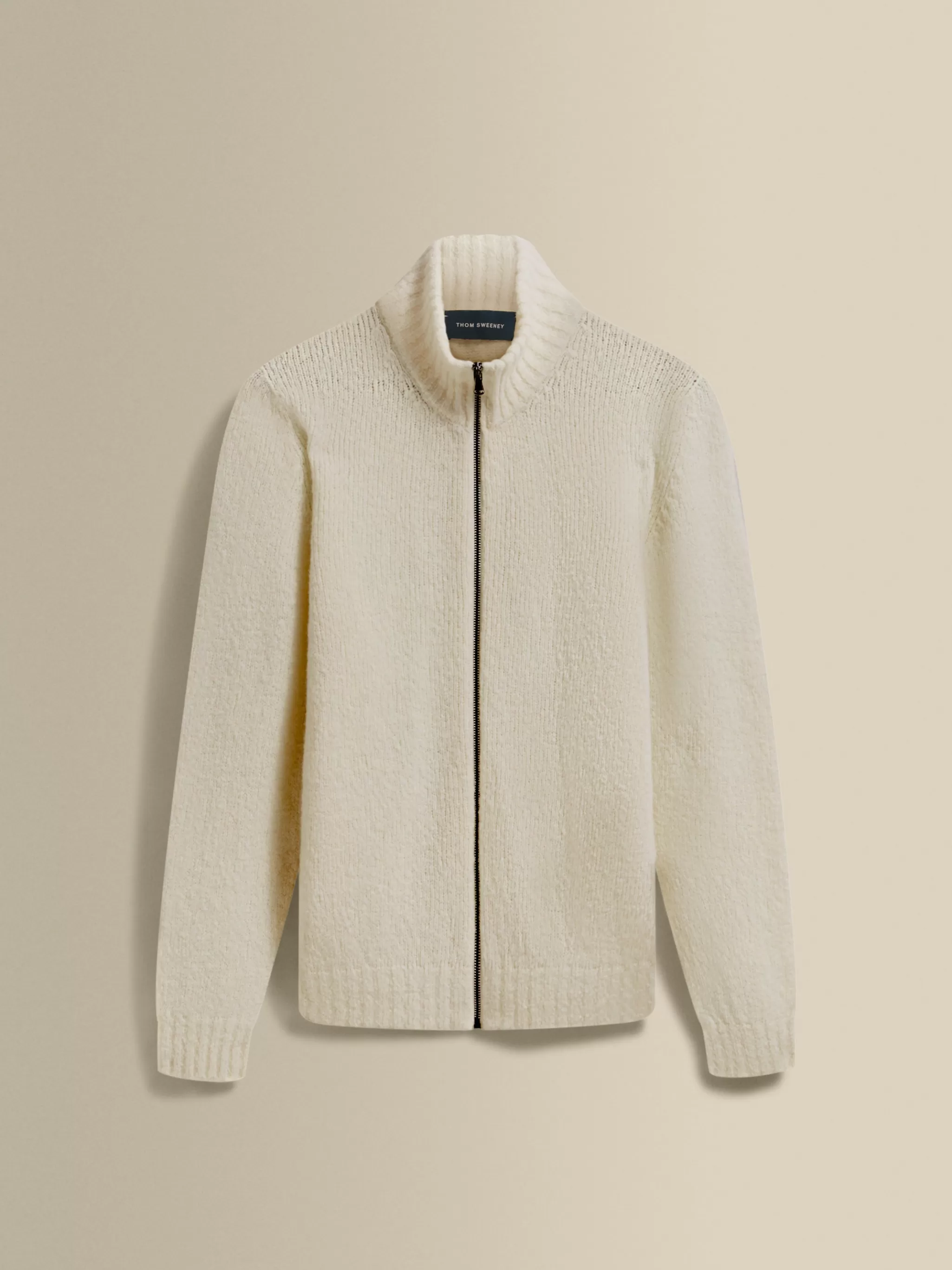 Thom Sweeney Knitwear*Felted Wool Cashmere Zip-Through Sweater