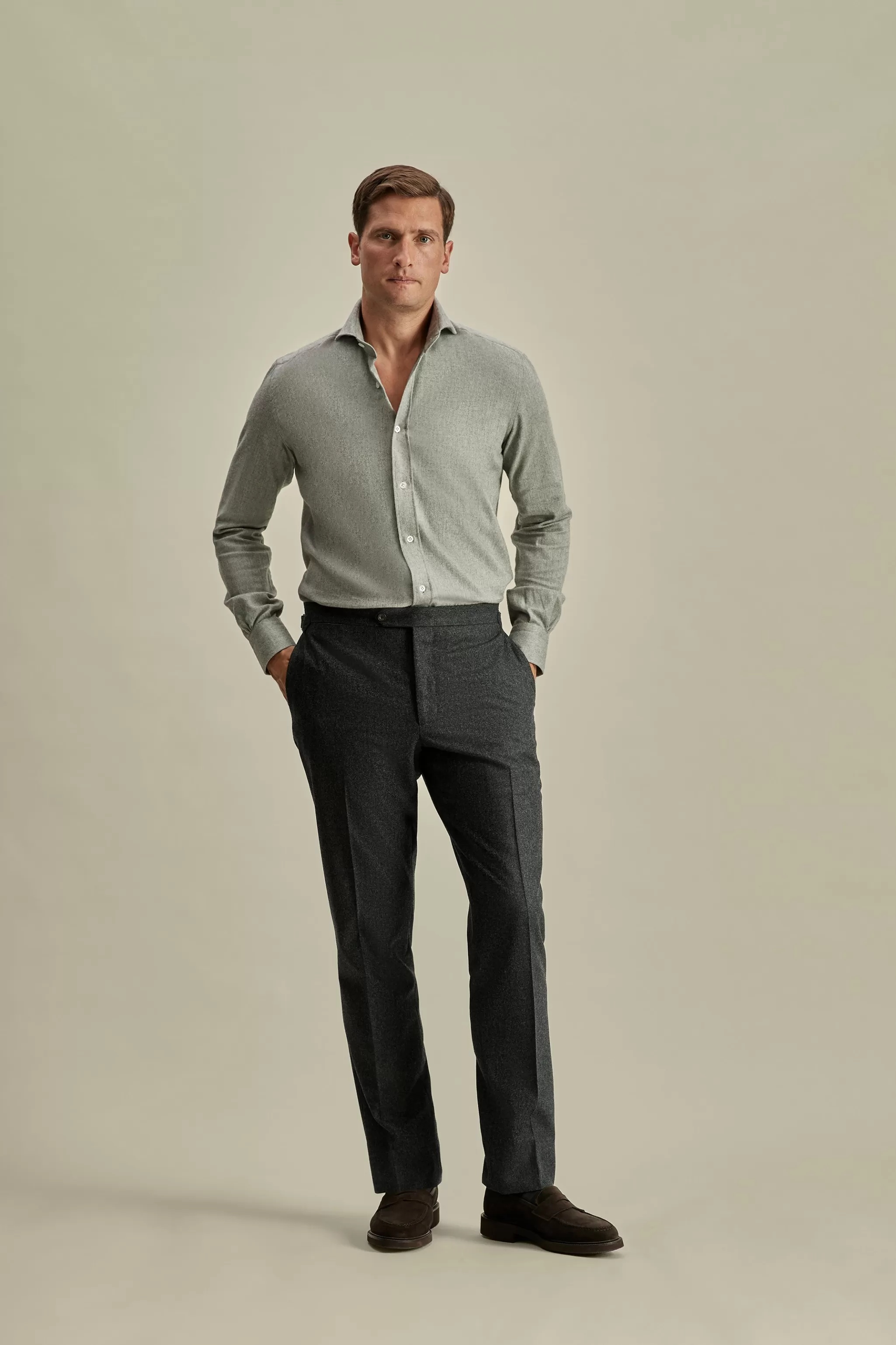 Thom Sweeney Trousers & Shorts | Tailoring*Flannel Flat Front Tailored Trousers