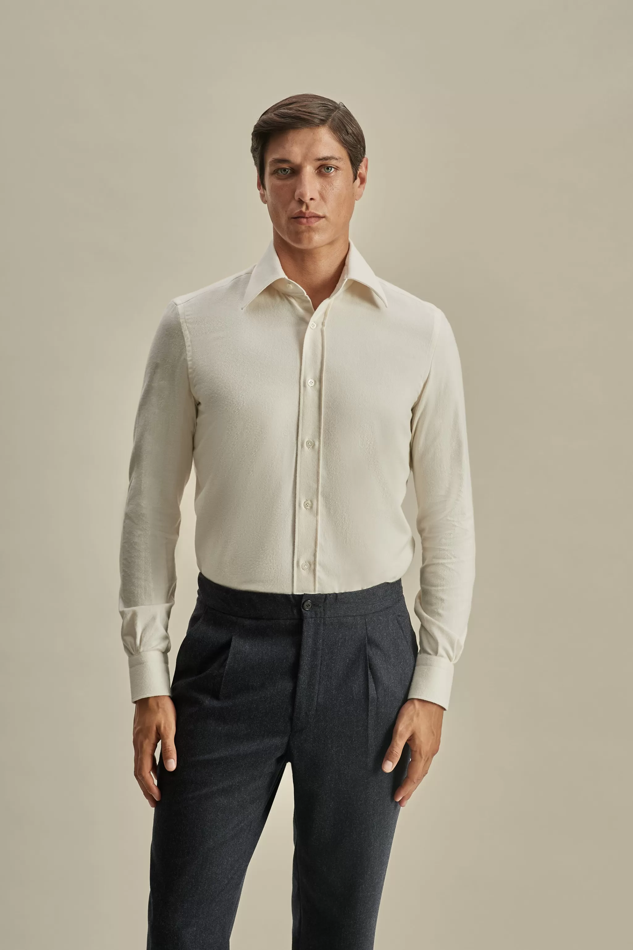 Thom Sweeney Shirts*Flannel Point Collar Shirt
