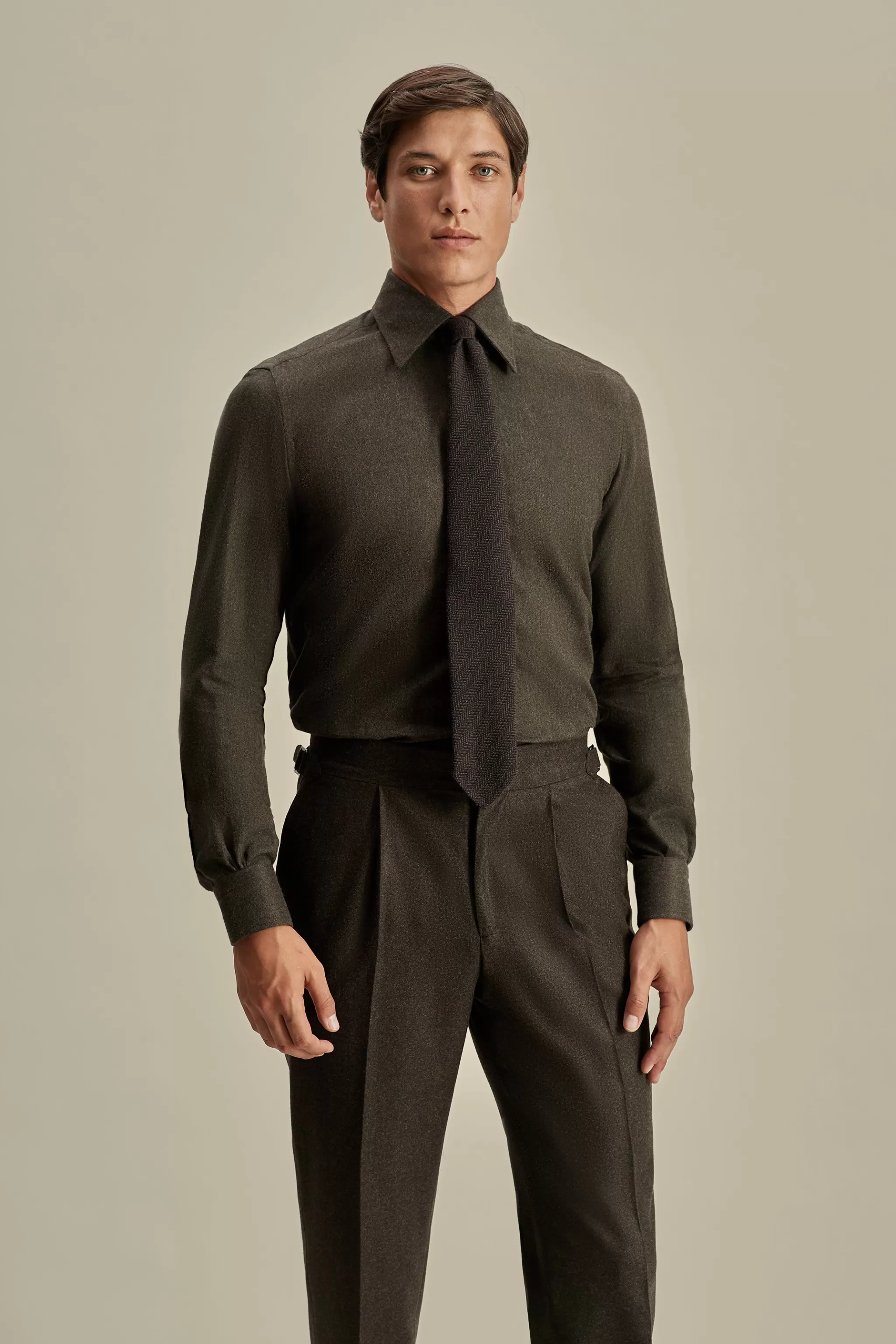 Thom Sweeney Shirts*Flannel Point Collar Shirt