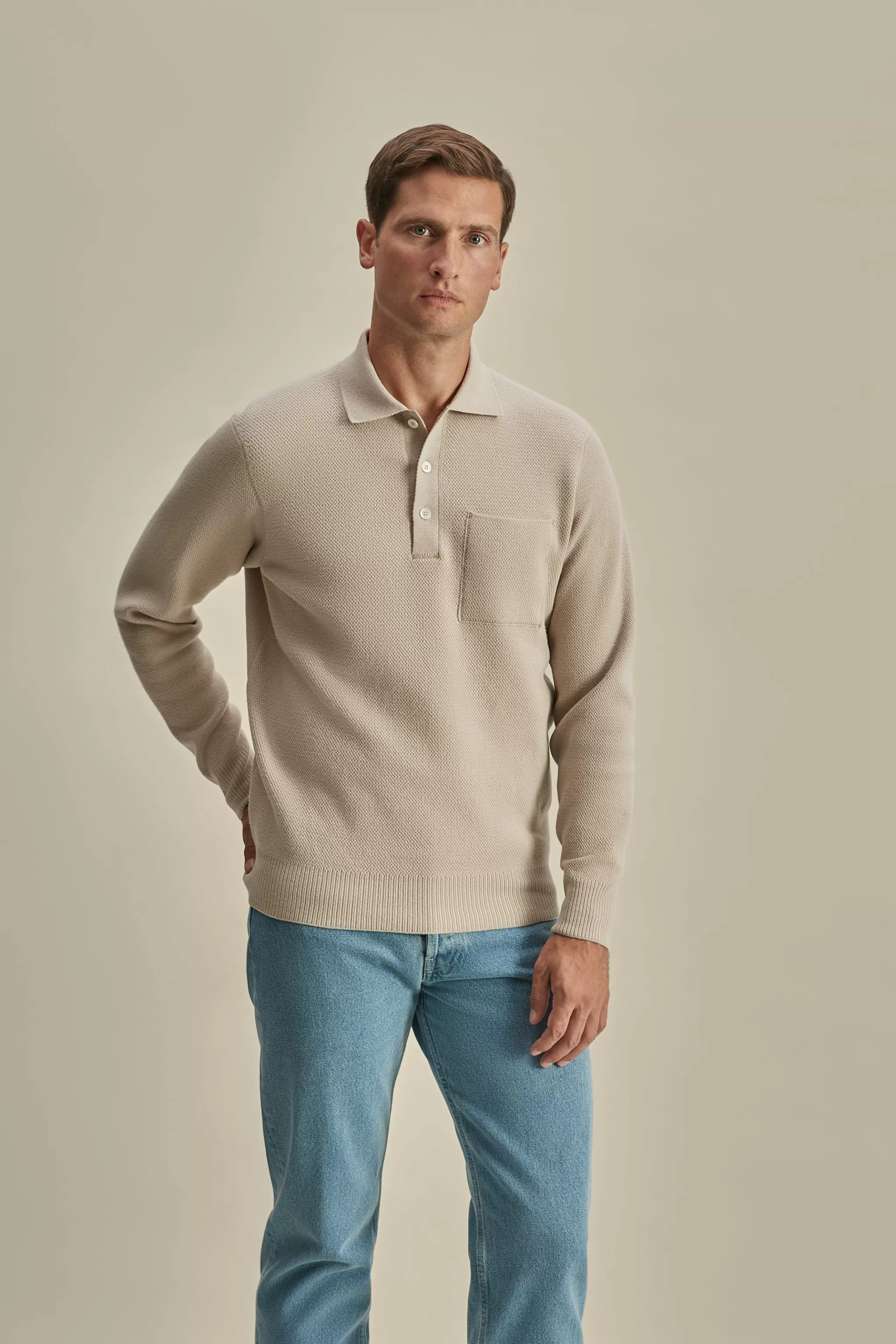 Thom Sweeney T-Shirts & Polos | Knitwear*Japanese Wool Long Sleeve Polo Shirt