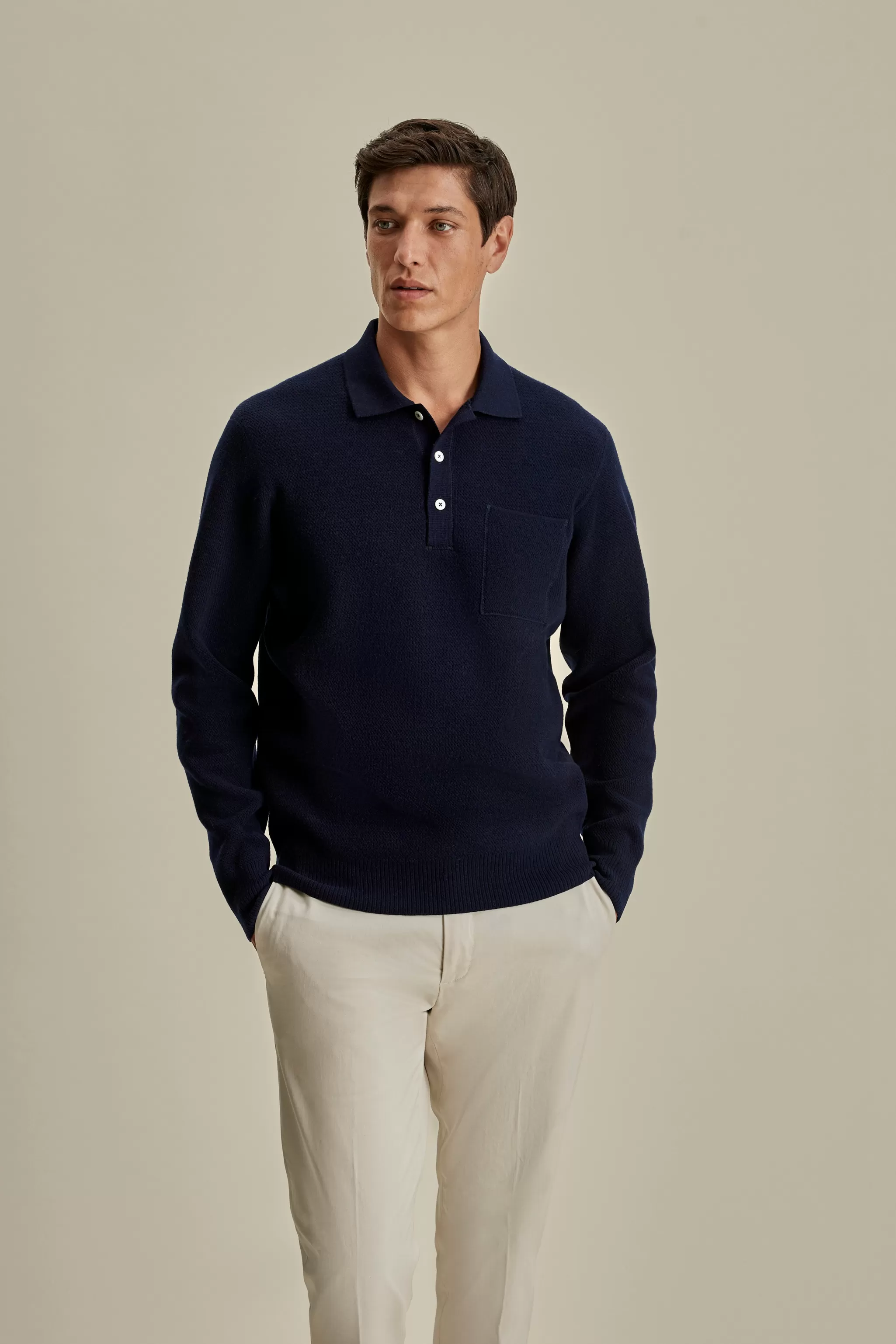 Thom Sweeney T-Shirts & Polos*Japanese Wool Long Sleeve Polo Shirt
