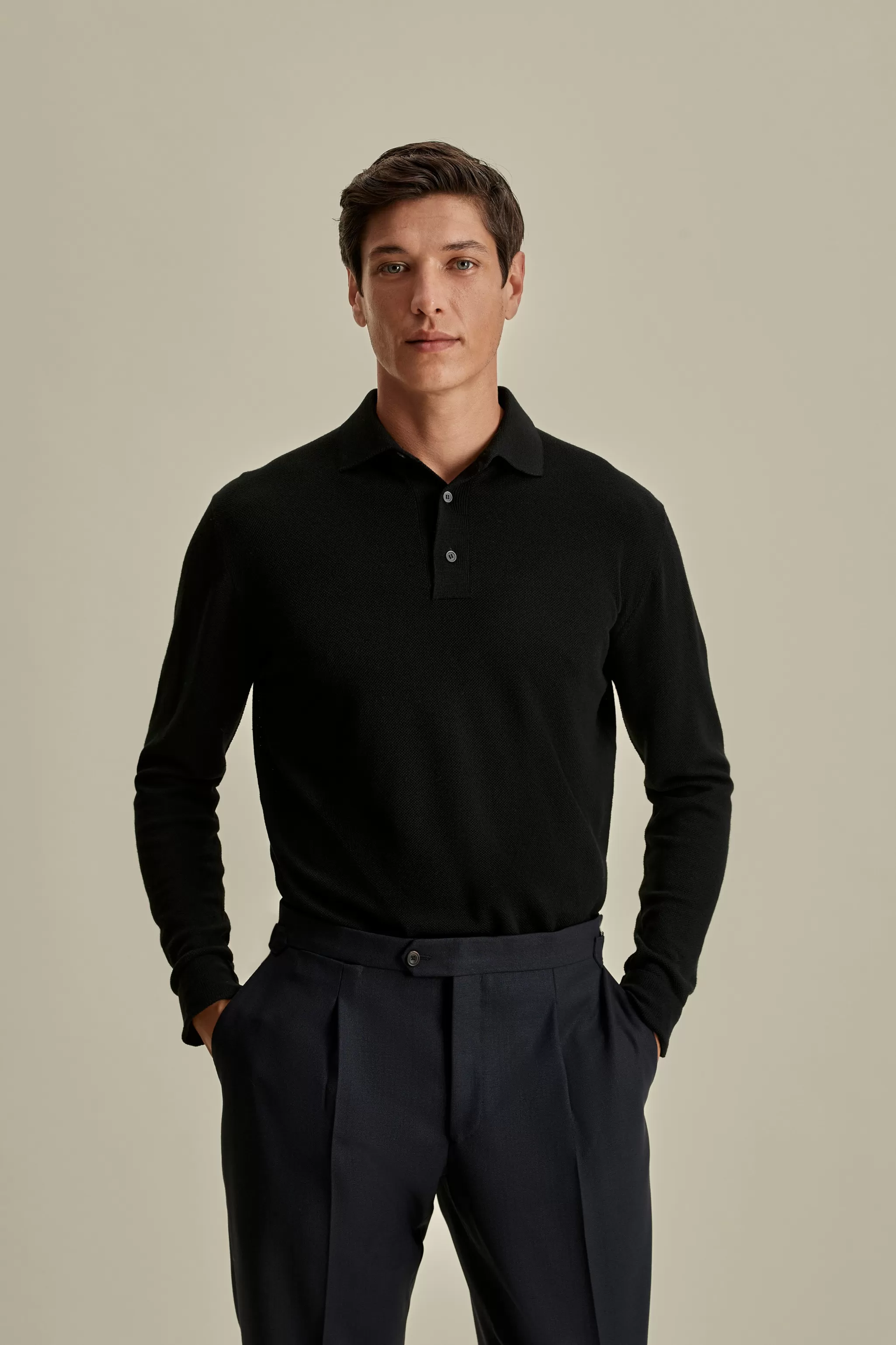 Thom Sweeney T-Shirts & Polos | Knitwear*Knitted Merino Wool Long Sleeve Polo Shirt
