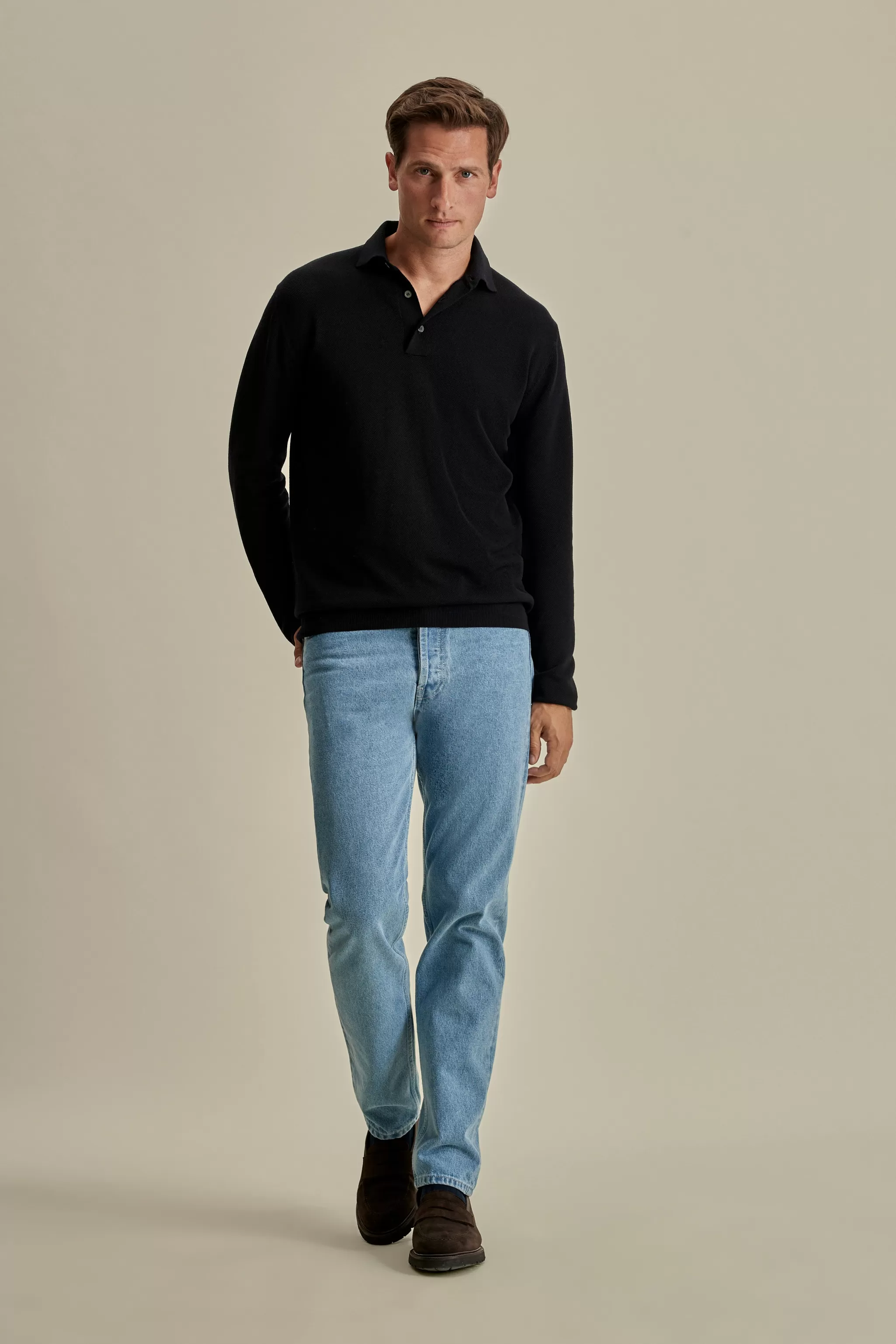 Thom Sweeney T-Shirts & Polos | Knitwear*Knitted Merino Wool Long Sleeve Polo Shirt