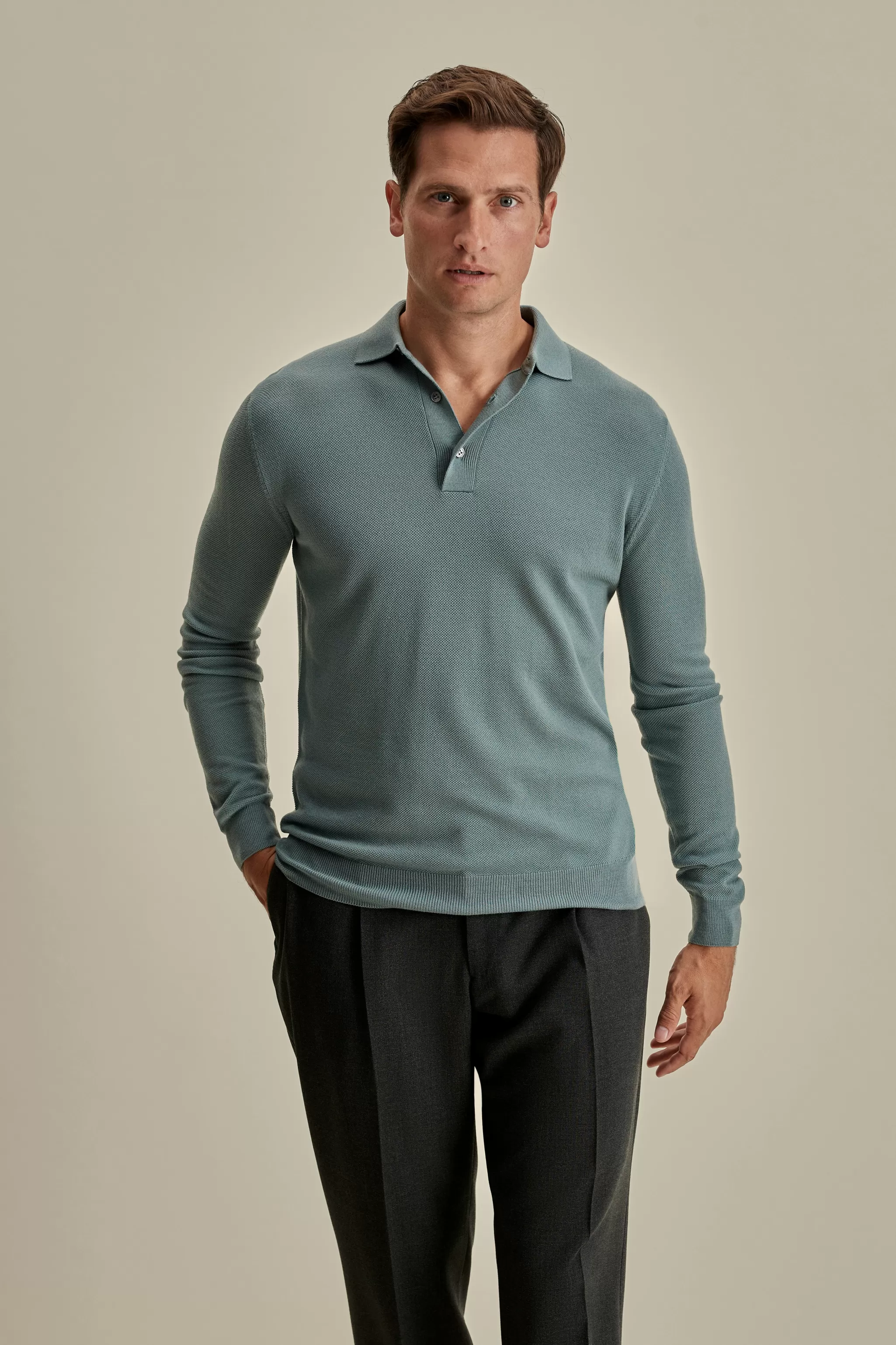 Thom Sweeney T-Shirts & Polos | Knitwear*Knitted Merino Wool Long Sleeve Polo Shirt
