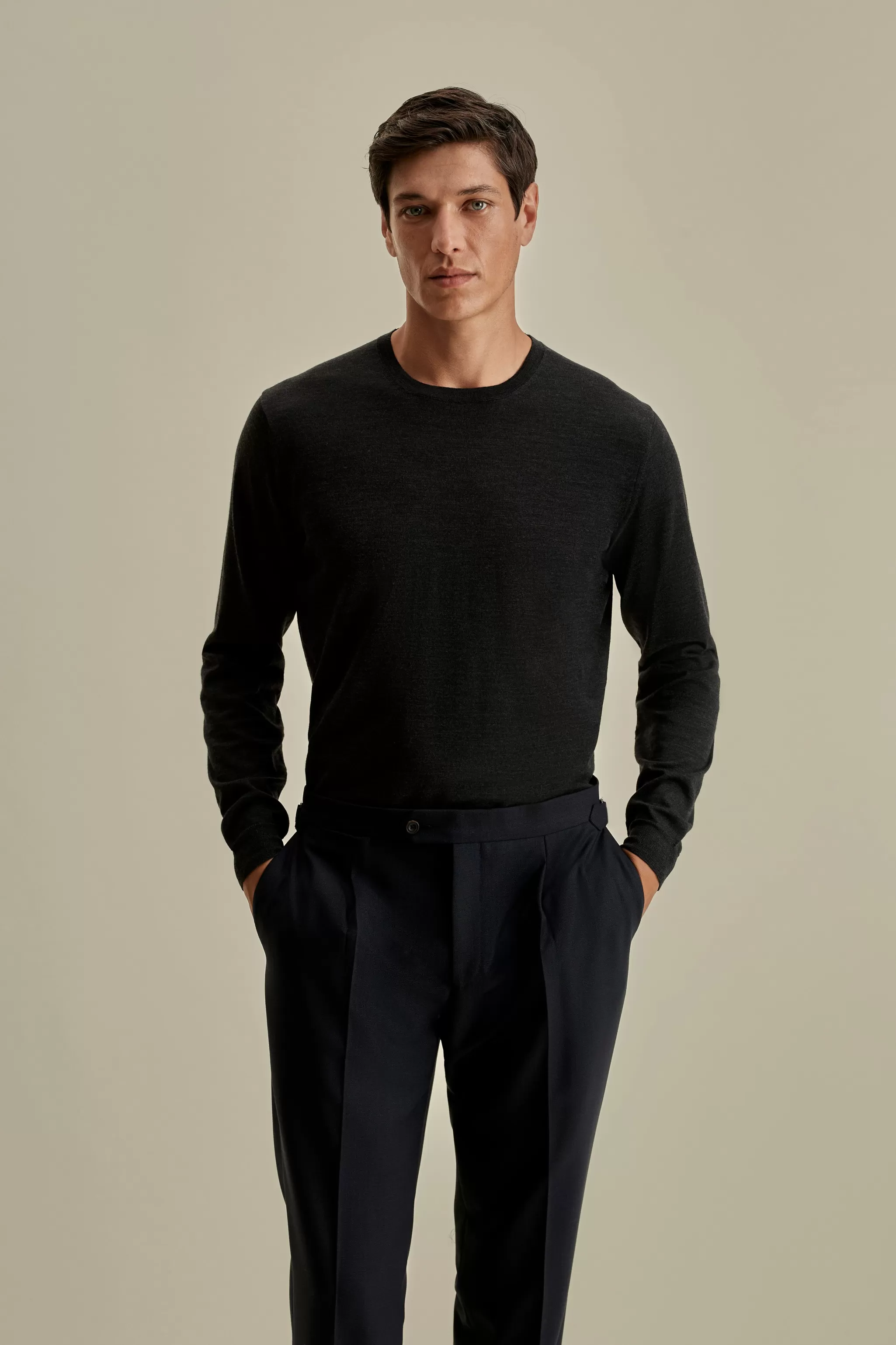 Thom Sweeney Knitwear*Merino Wool Extrafine Crew Neck Sweater