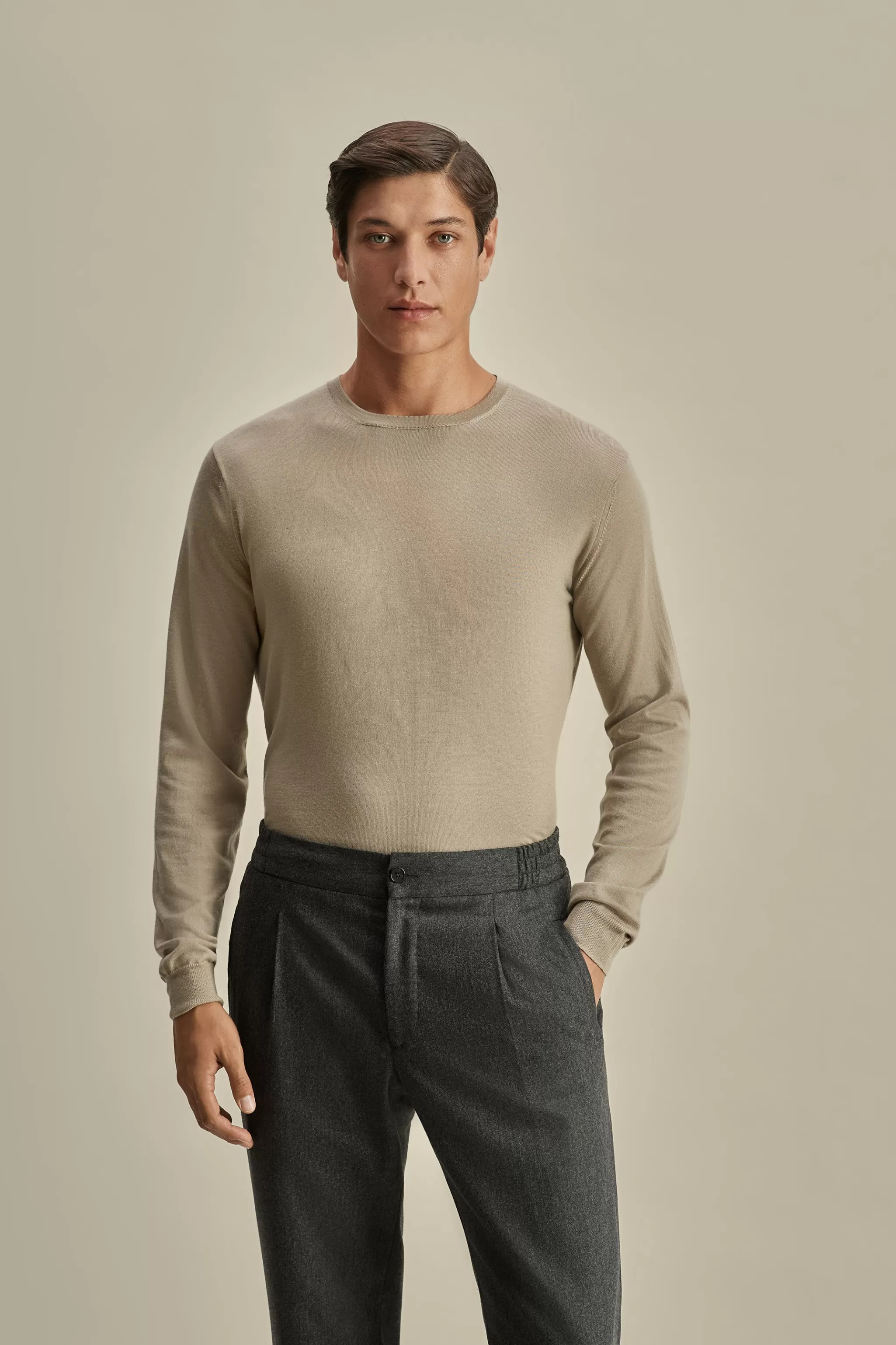 Thom Sweeney Knitwear*Merino Wool Extrafine Crew Neck Sweater