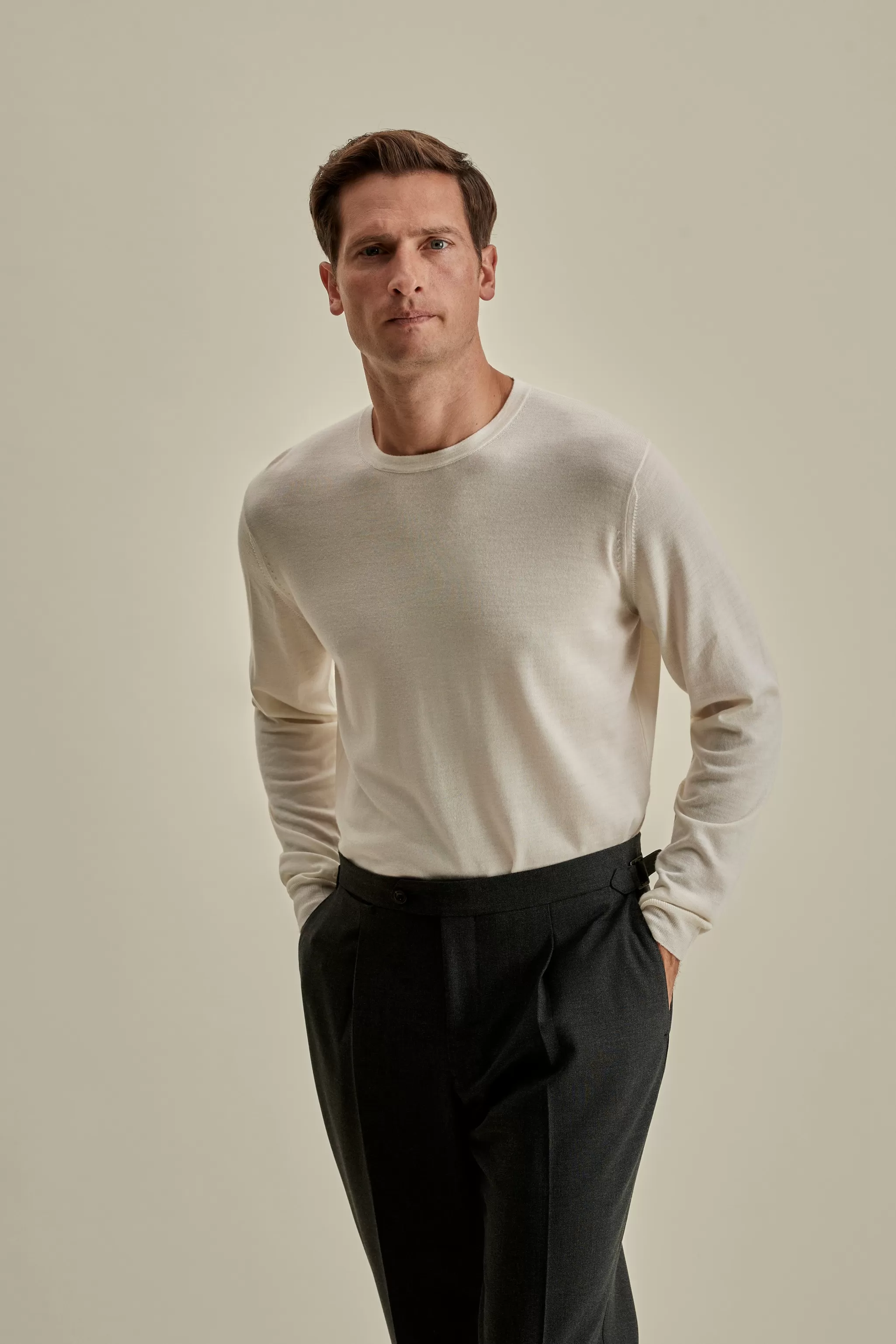 Thom Sweeney Knitwear*Merino Wool Extrafine Crew Neck Sweater