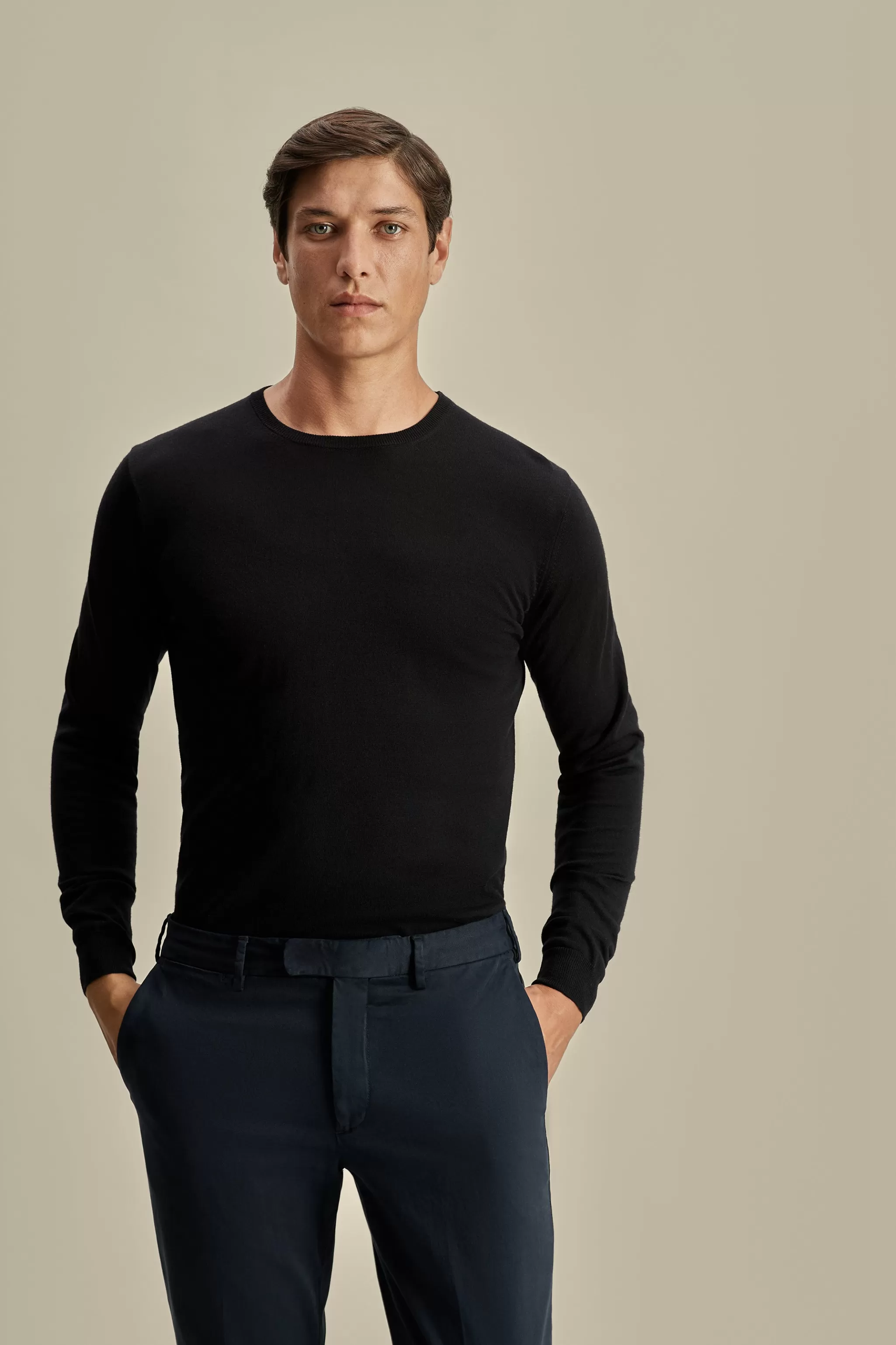 Thom Sweeney Knitwear*Merino Wool Extrafine Crew Neck Sweater
