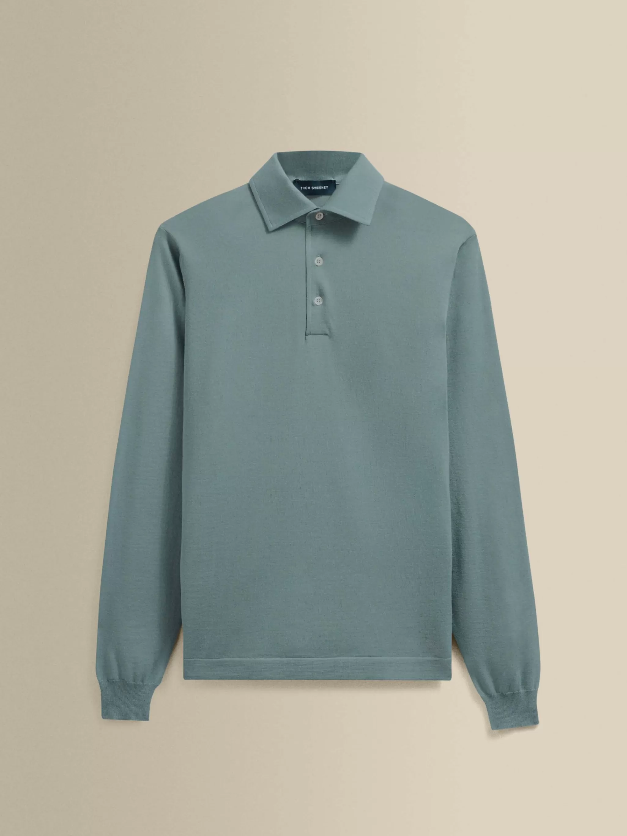 Thom Sweeney Knitwear*Merino Wool Extrafine Long Sleeve Polo Shirt