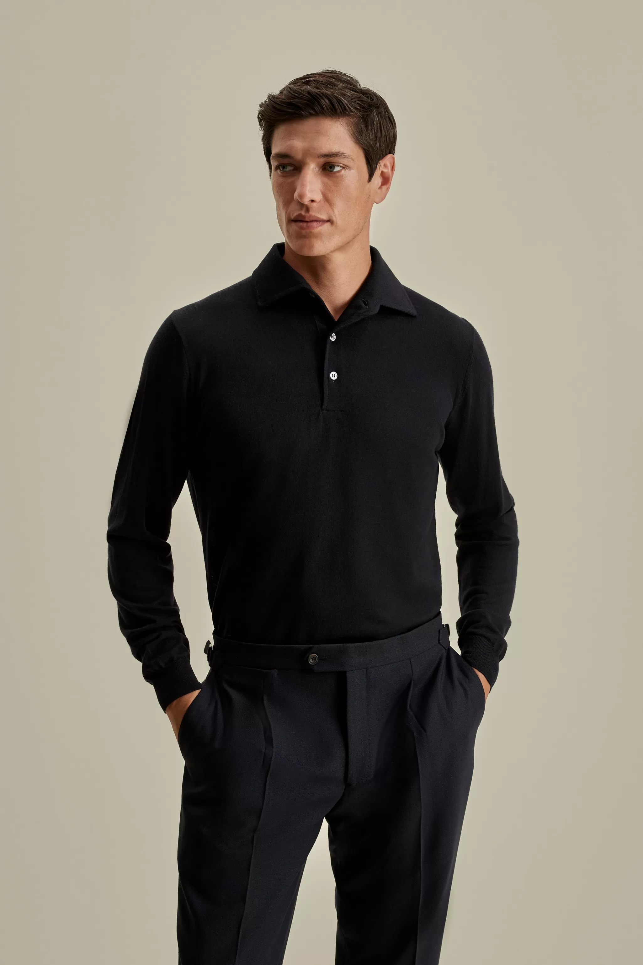 Thom Sweeney T-Shirts & Polos | Knitwear*Merino Wool Extrafine Long Sleeve Polo Shirt