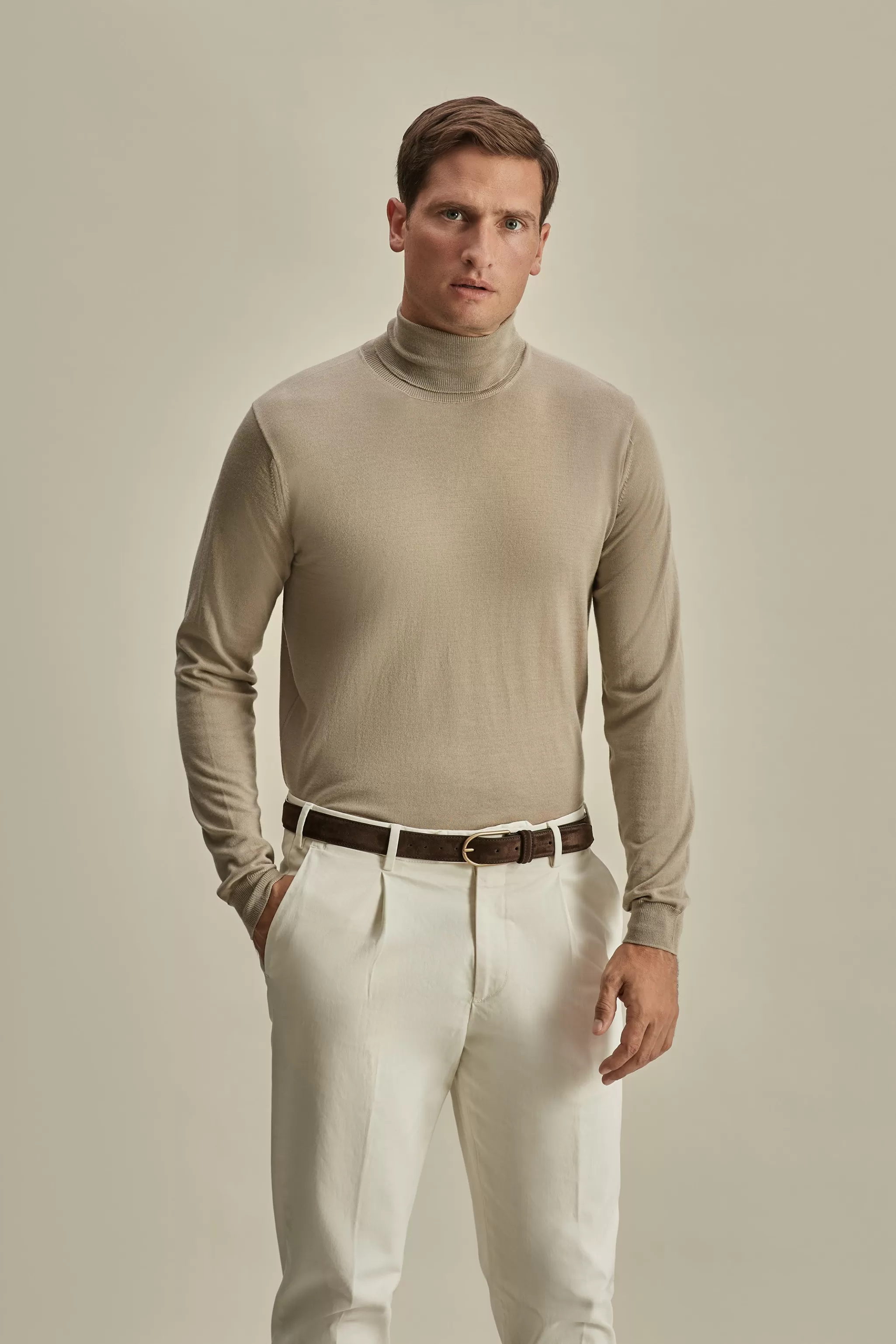 Thom Sweeney Knitwear*Merino Wool Extrafine Roll Neck Sweater