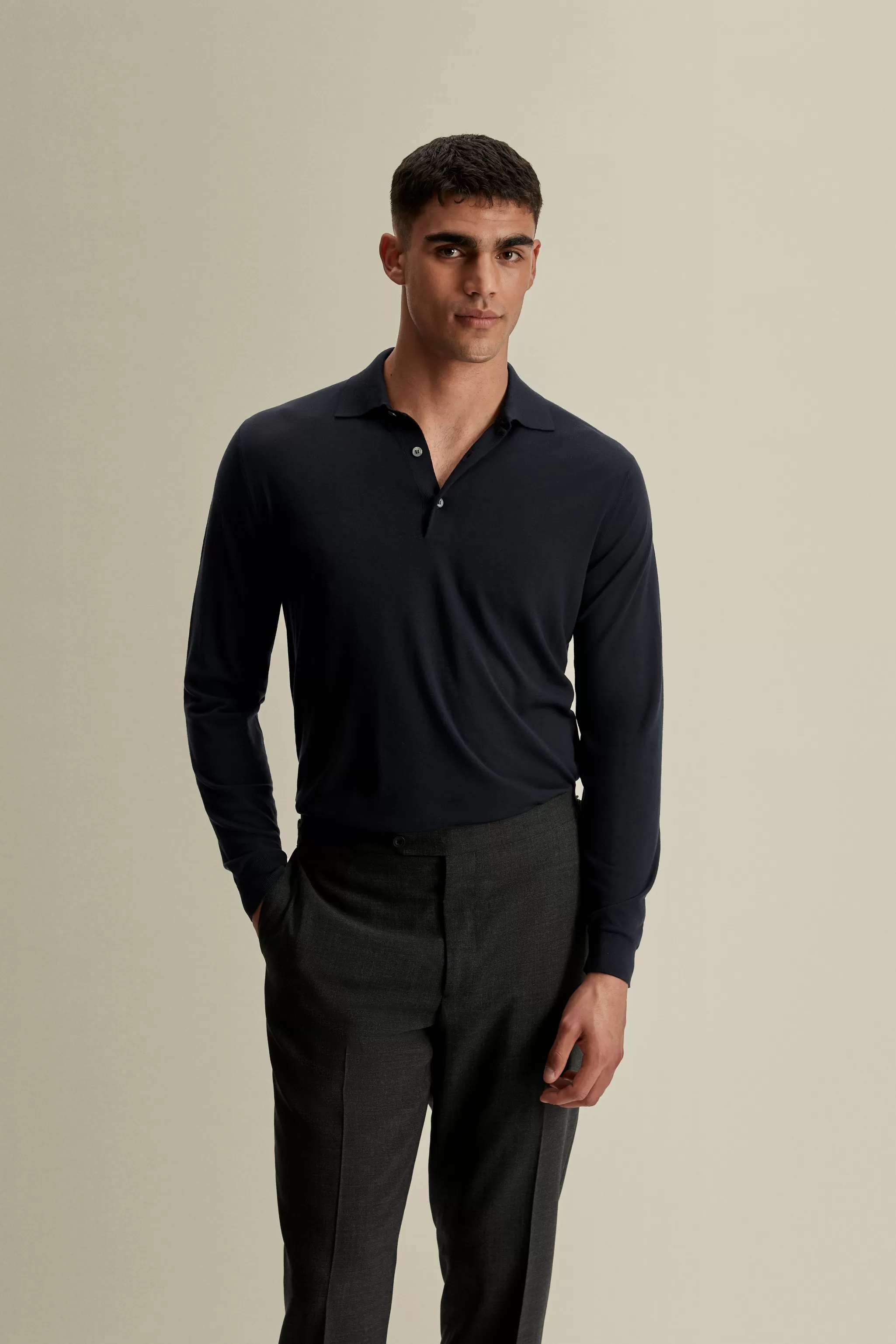 Thom Sweeney T-Shirts & Polos | Knitwear*Merino Wool Fine Gauge Long Sleeve Polo Shirt