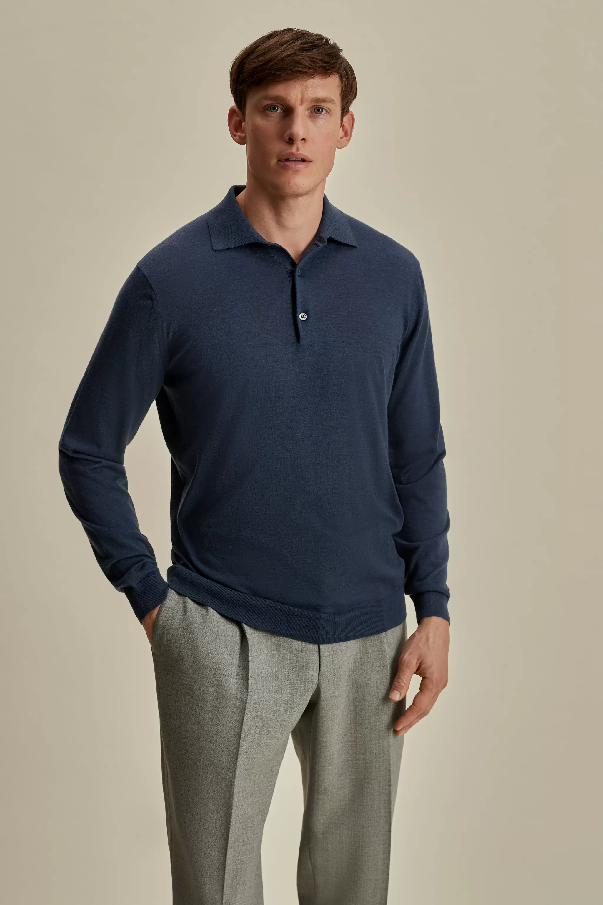 Thom Sweeney T-Shirts & Polos | Knitwear*Merino Wool Fine Gauge Long Sleeve Polo Shirt
