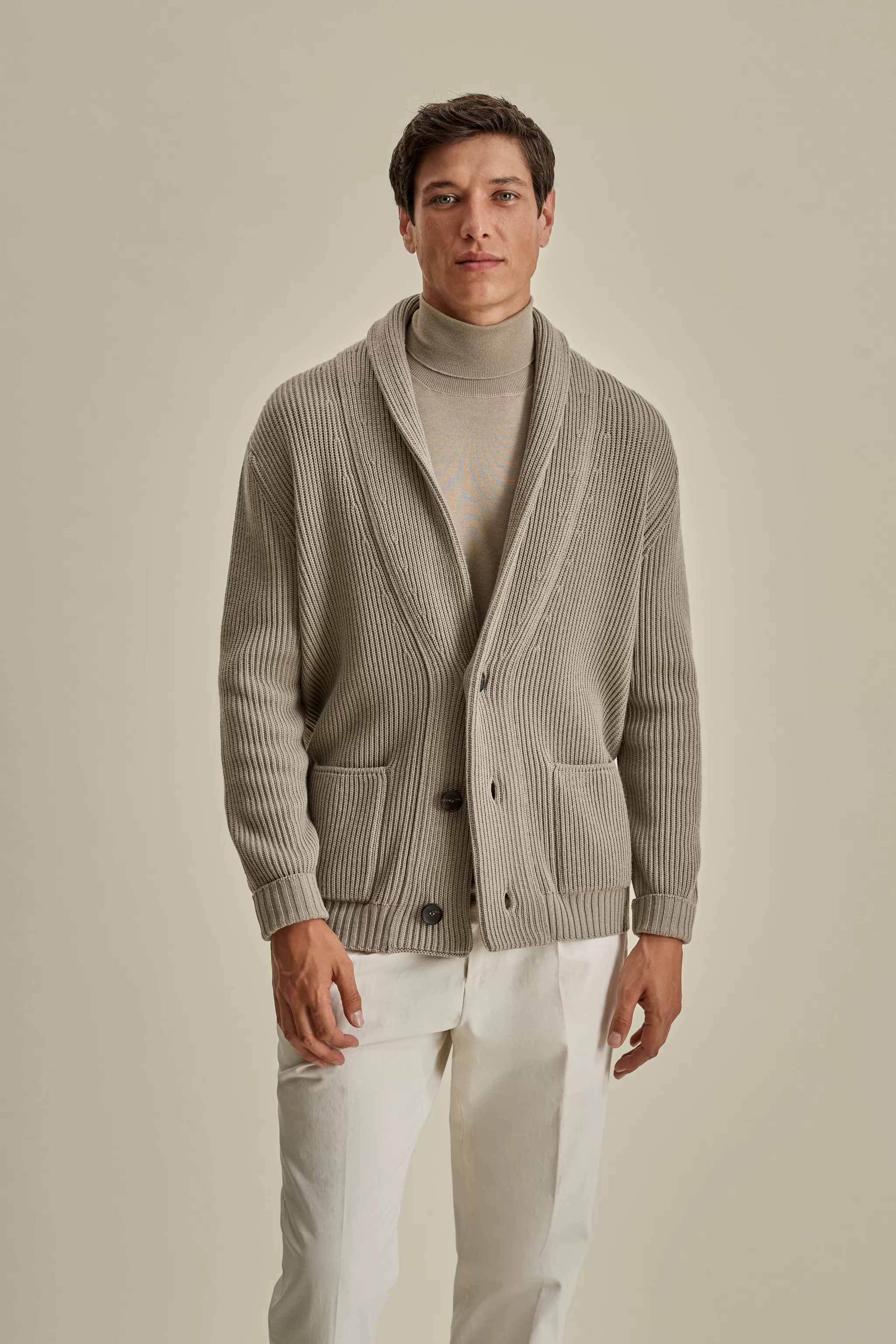 Thom Sweeney Knitwear*Merino Wool Single Breasted Shawl Cardigan
