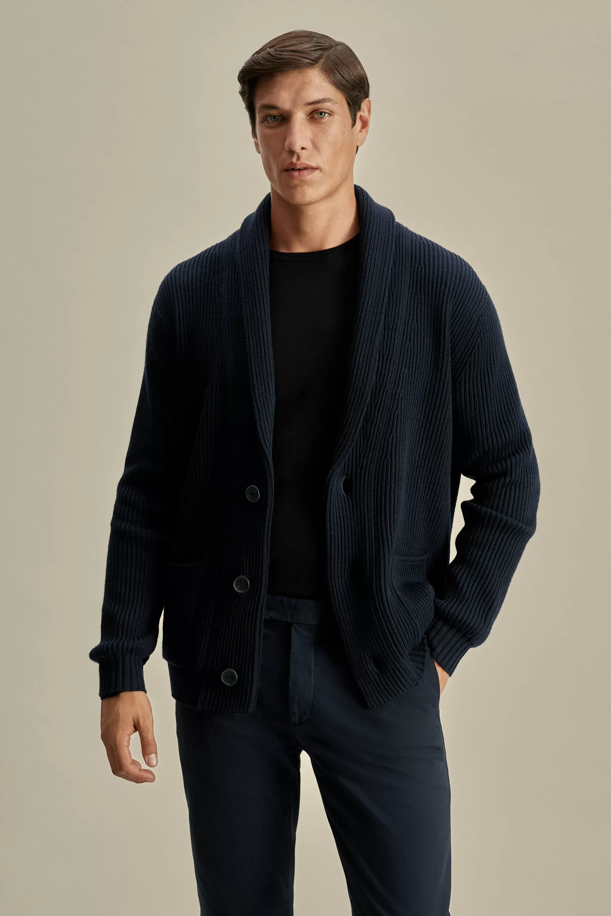 Thom Sweeney Knitwear*Merino Wool Single Breasted Shawl Cardigan