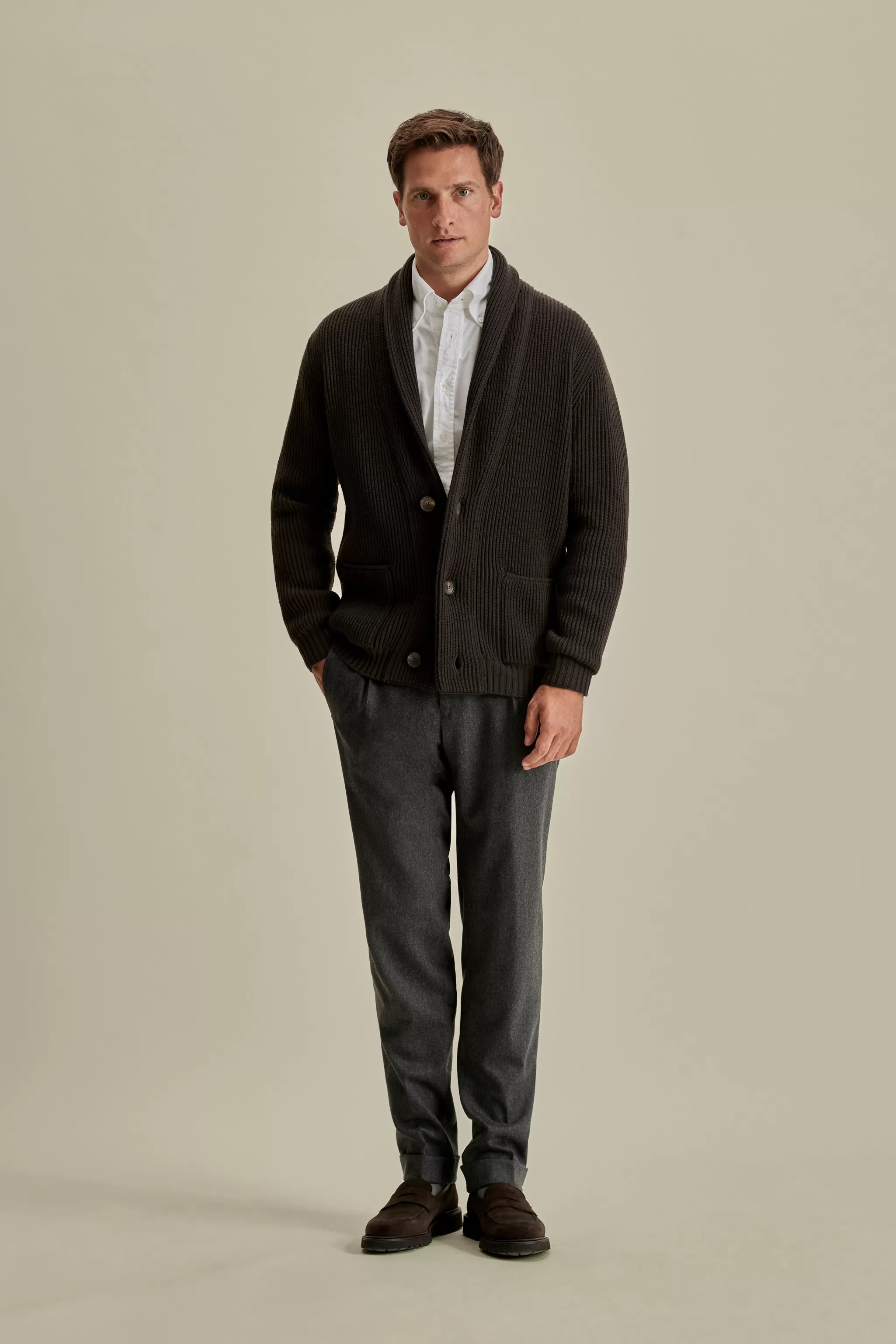 Thom Sweeney Knitwear*Merino Wool Single Breasted Shawl Cardigan