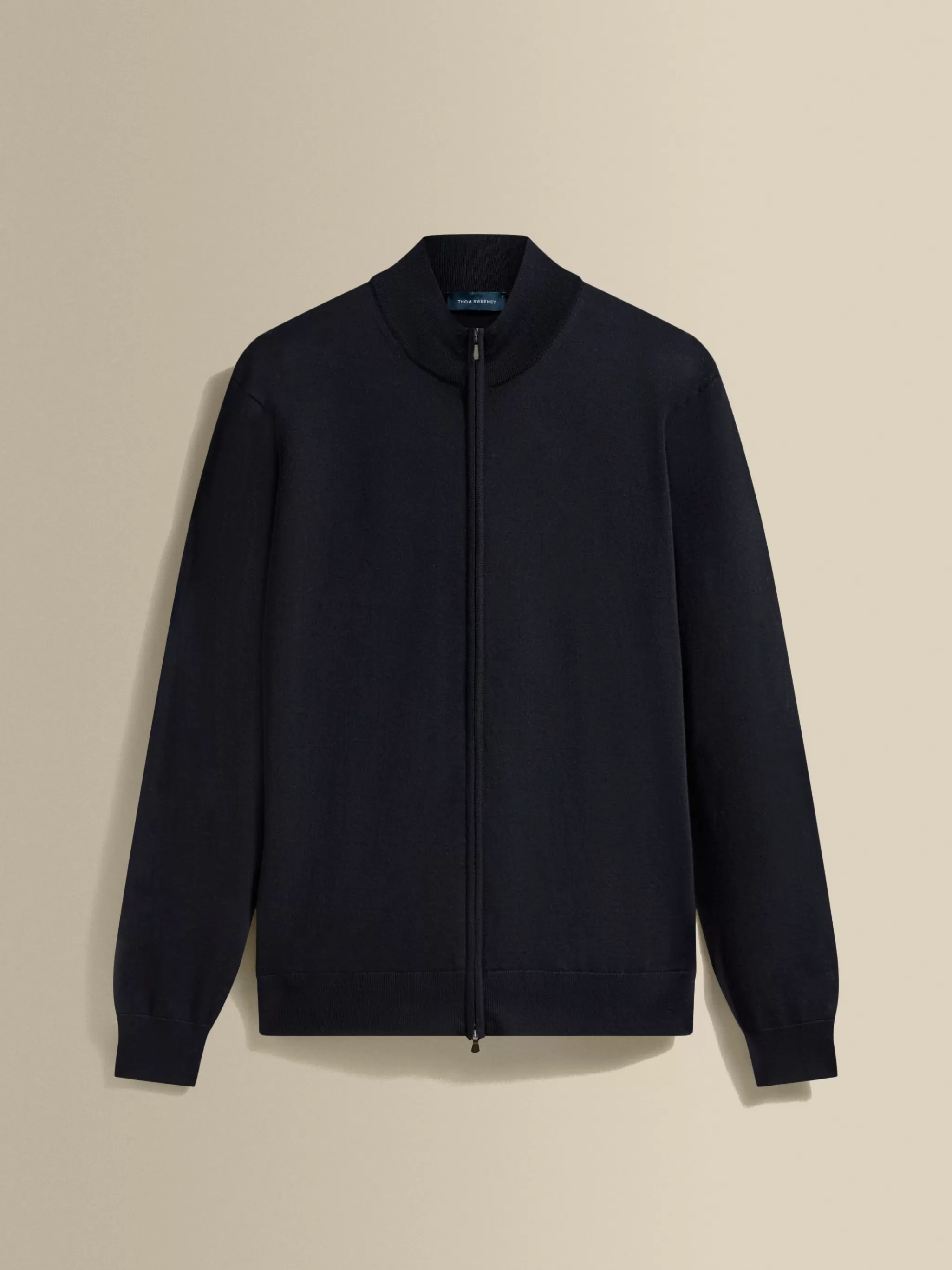 Thom Sweeney Knitwear*Merino Wool Zip-Through Mock Neck Knit