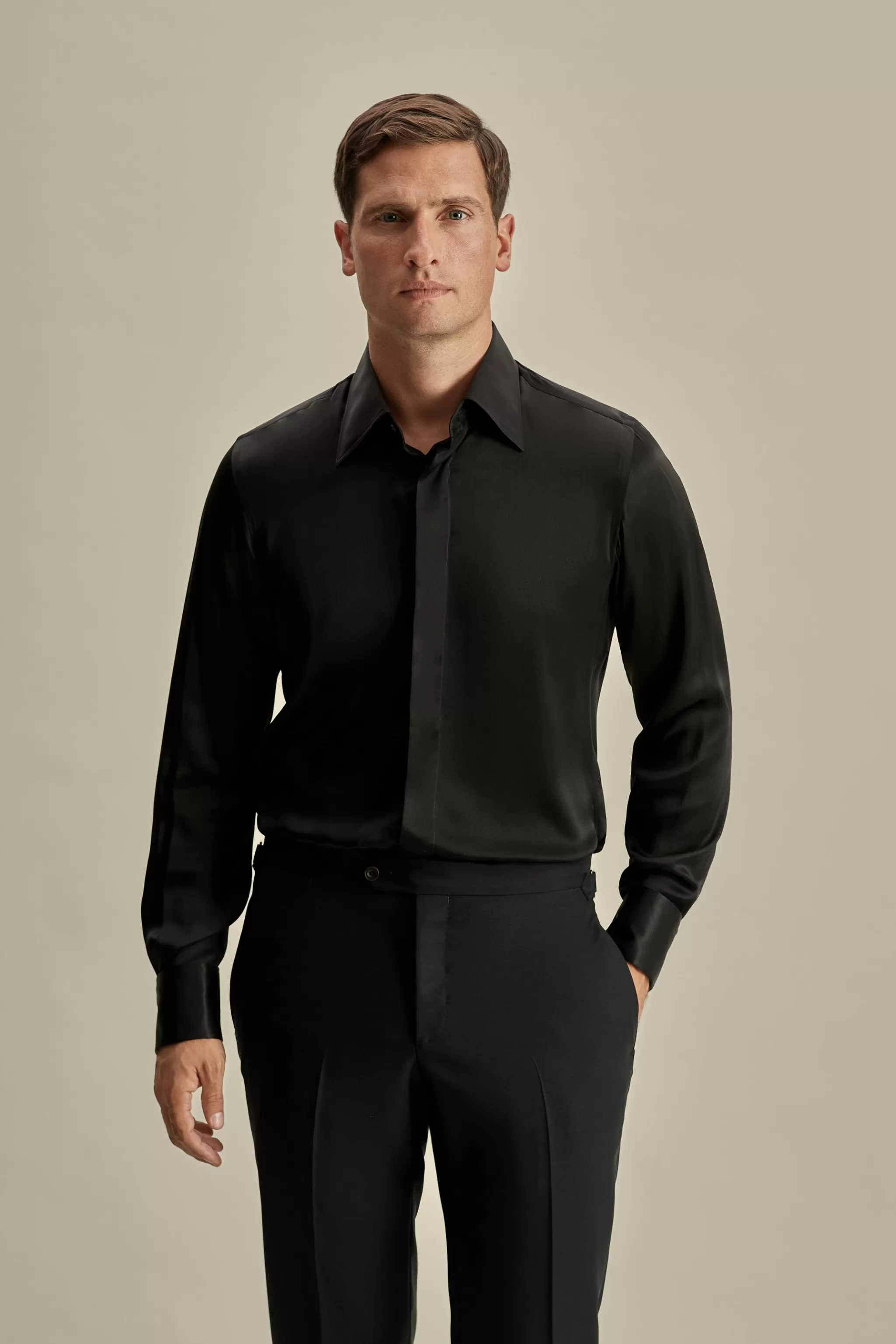 Thom Sweeney Shirts*Silk Lecce Collar Fly Front Shirt