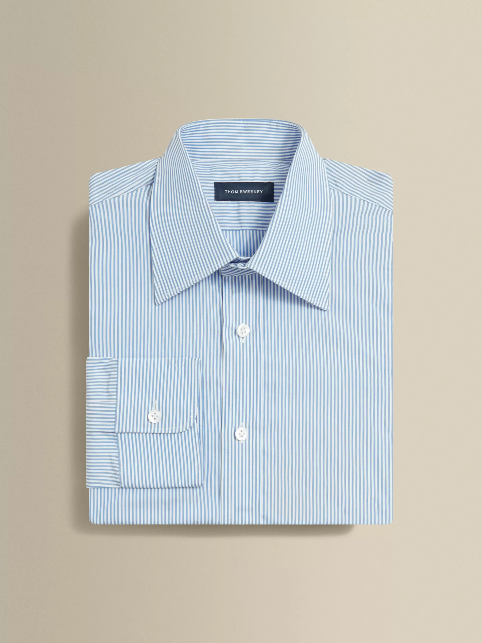Thom Sweeney Shirts*Solid Poplin Point Collar Bengal Stripe Shirt