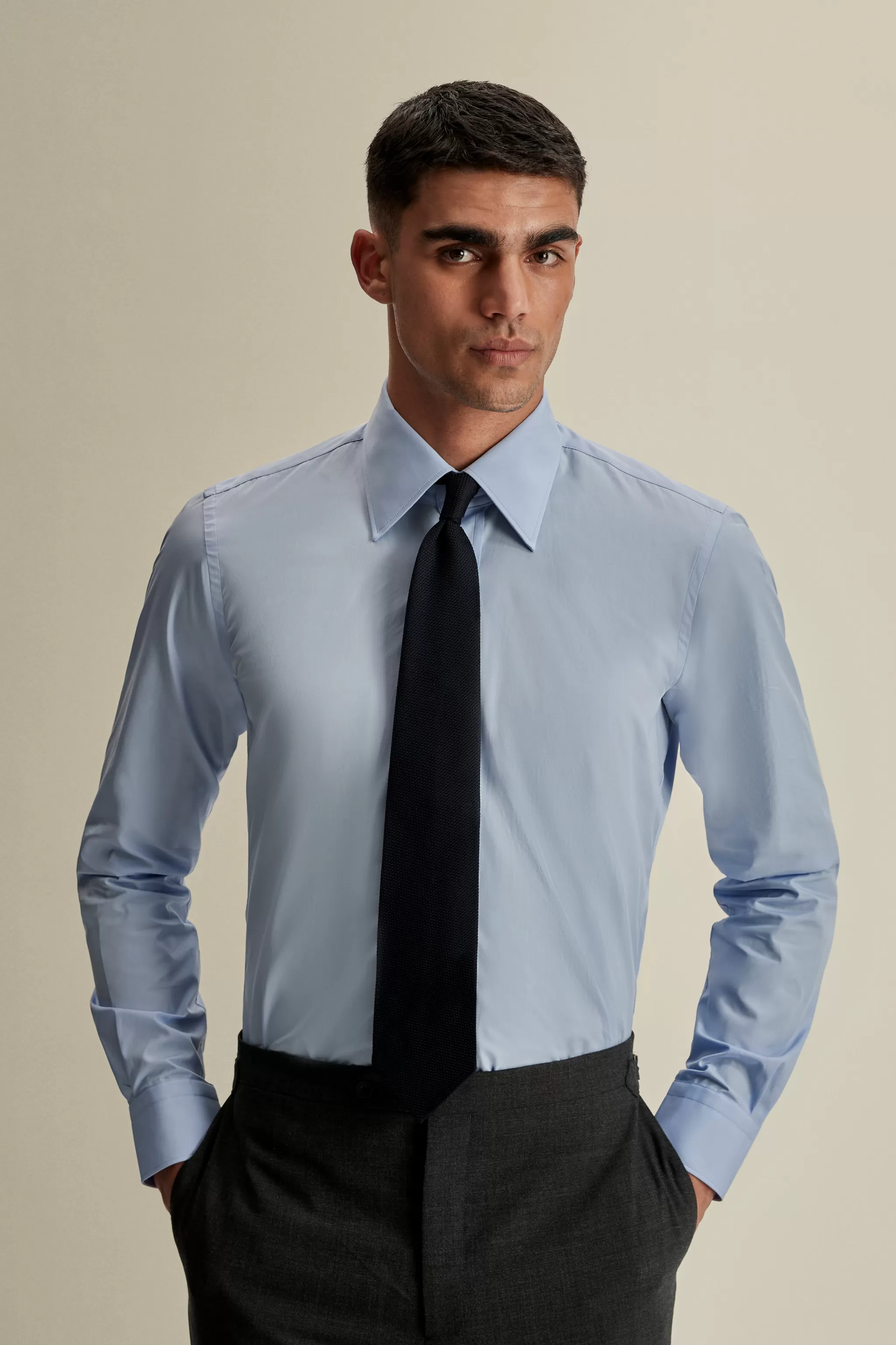 Thom Sweeney Shirts*Solid Poplin Point Collar Shirt