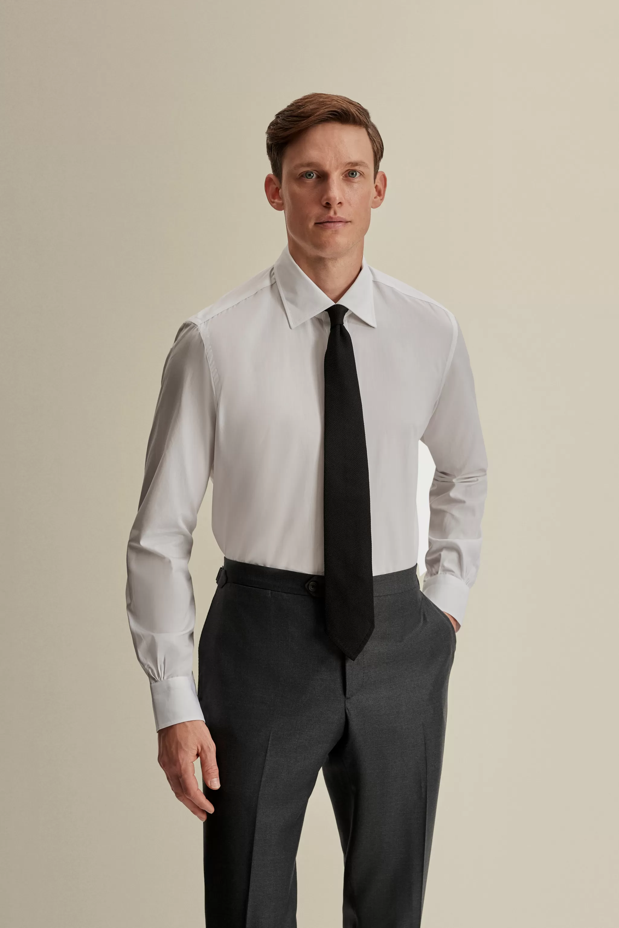 Thom Sweeney Shirts*Solid Poplin Point Collar Shirt