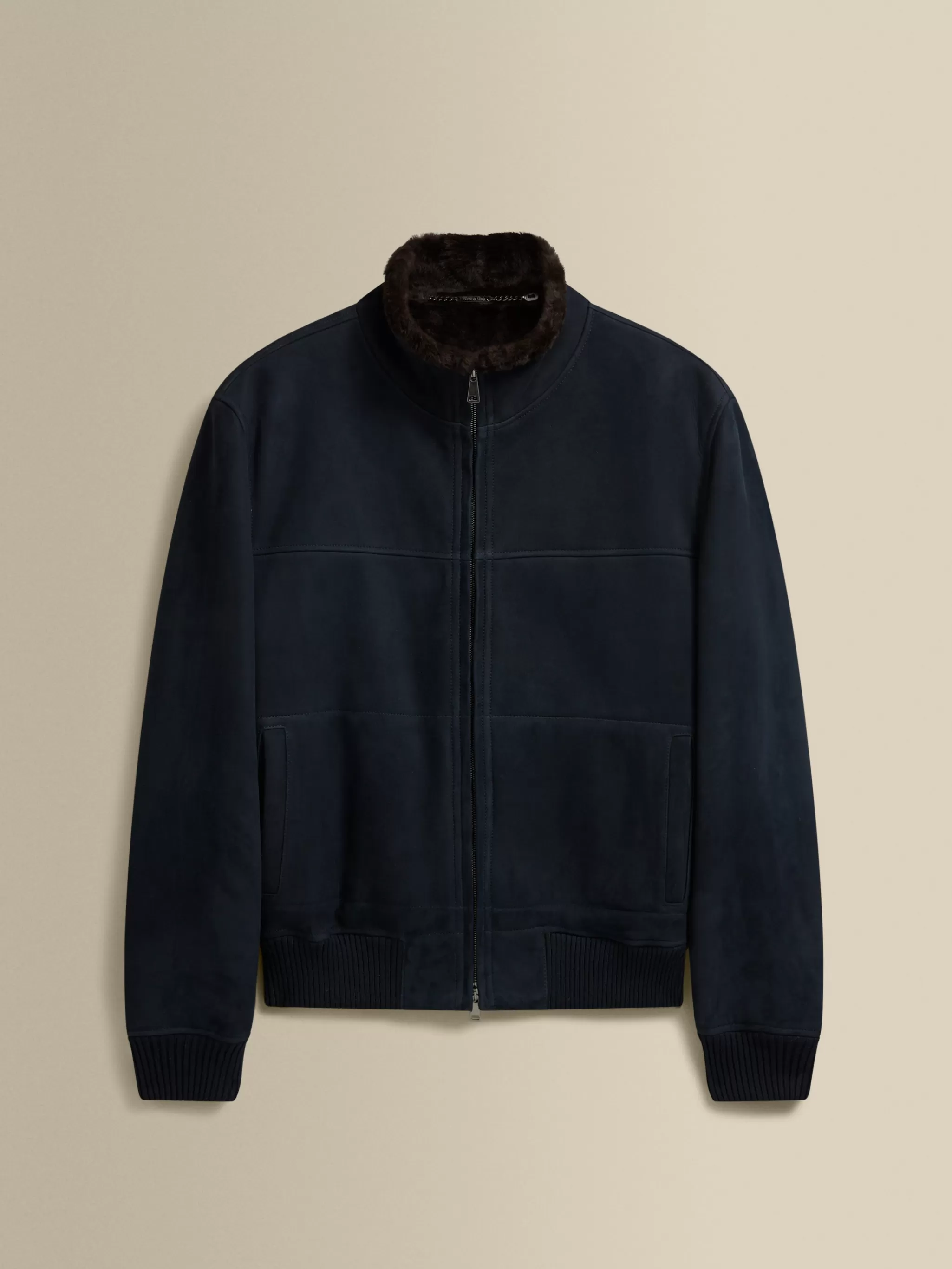 Thom Sweeney Outerwear*Suede Sheepskin Mock Collar Bomber Jacket