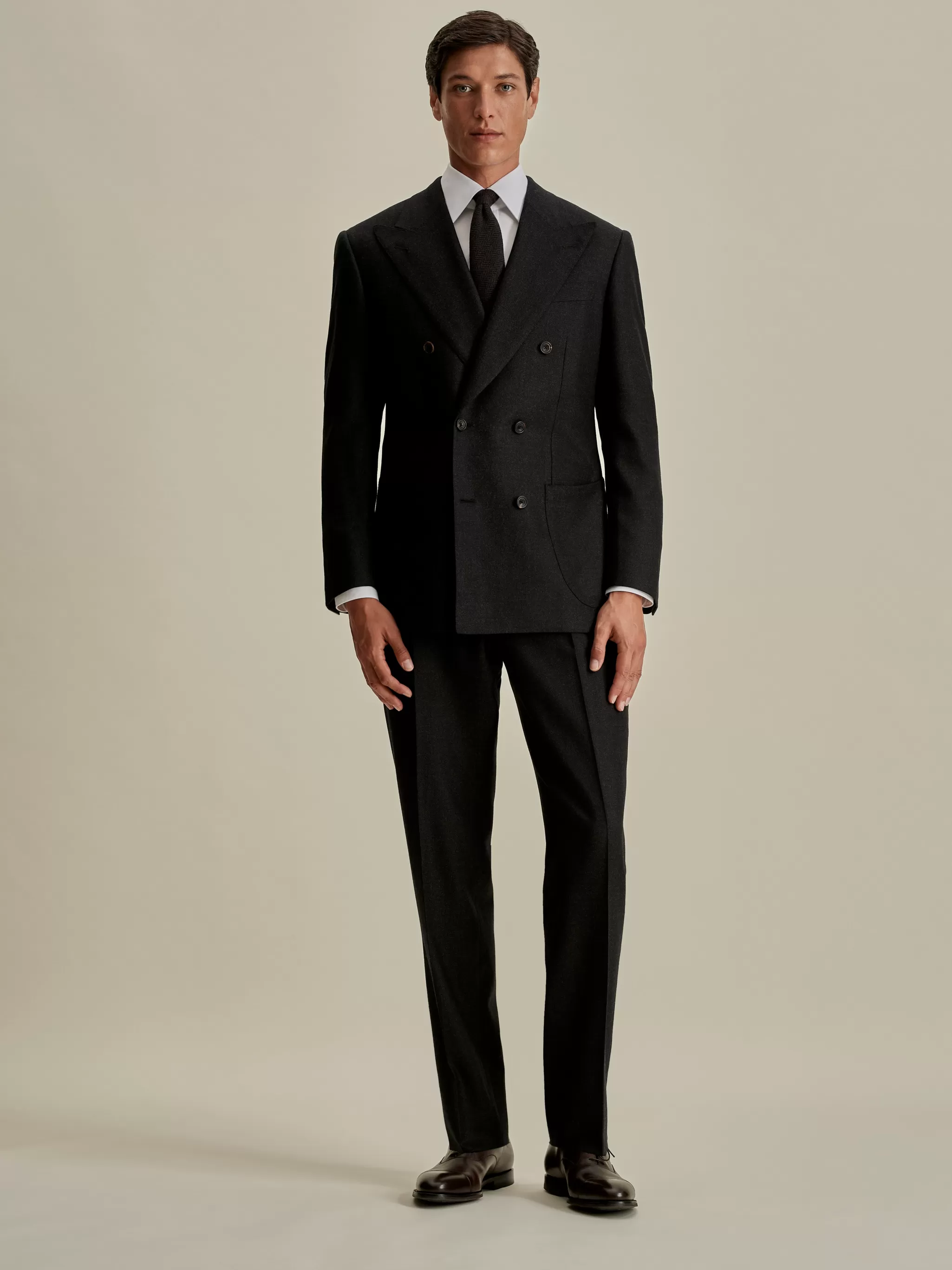Thom Sweeney Tailoring*Wool Double Breasted Wide Peak Lapel Suit
