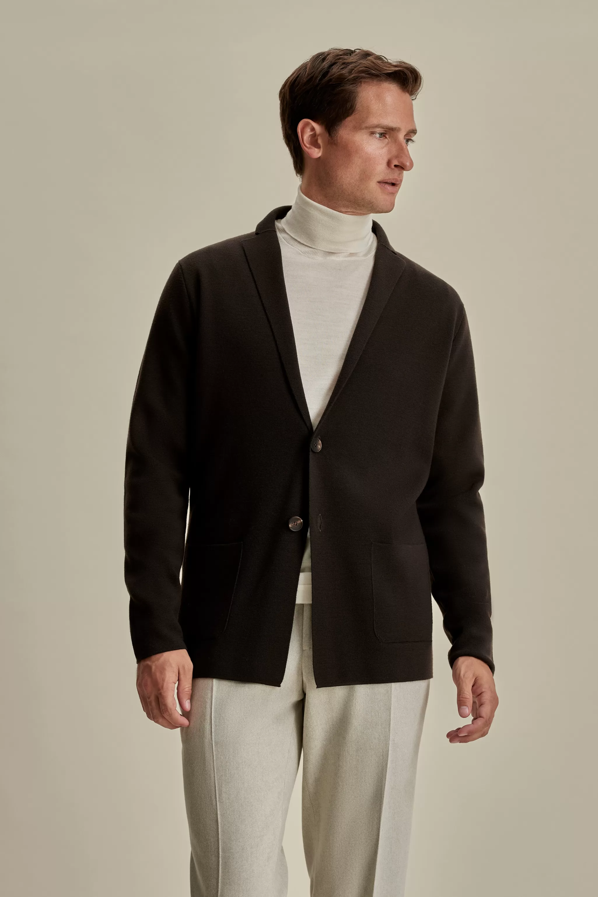 Thom Sweeney Knitwear*Wool Single Breasted Knitted Blazer